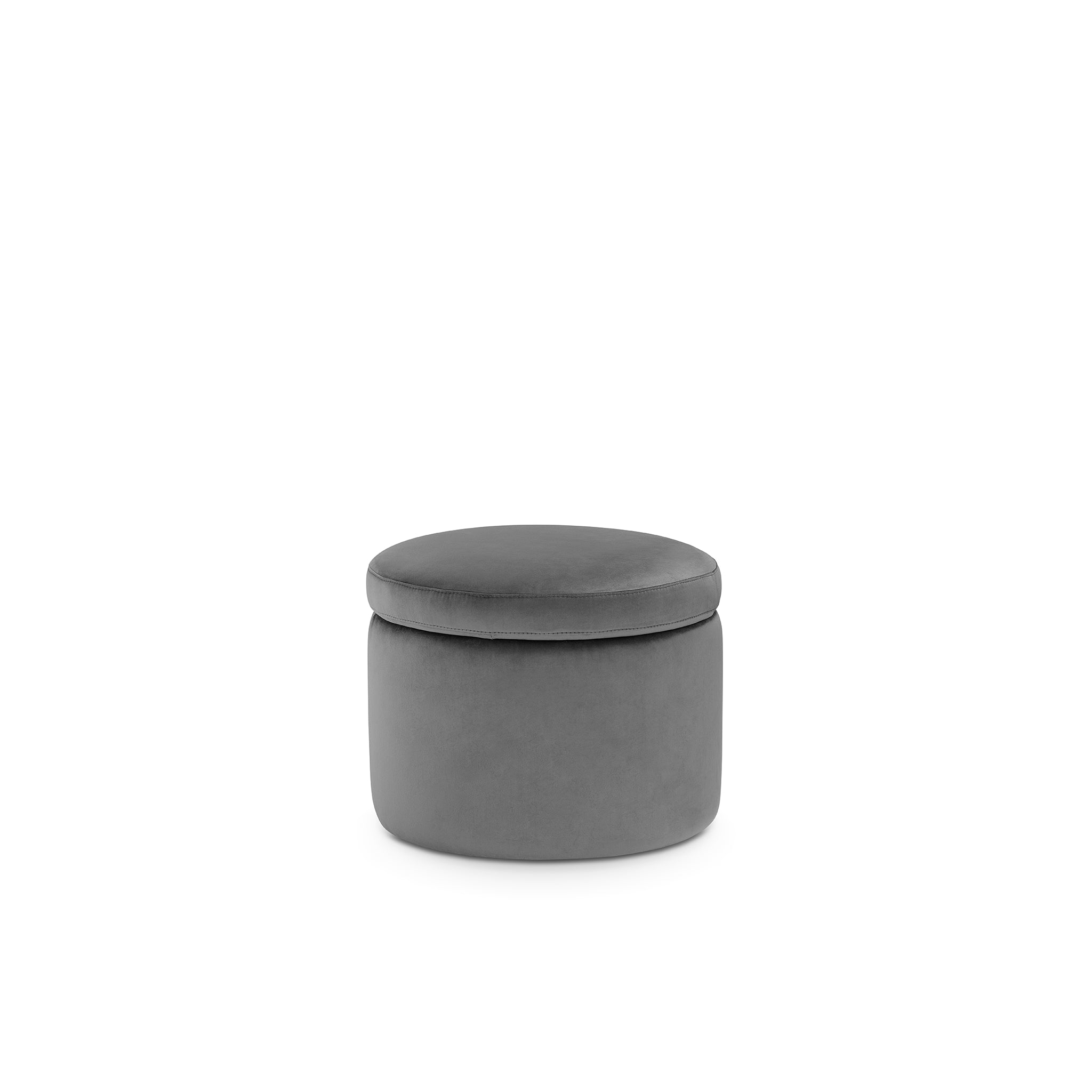 Pouf rangement rond Made in Italy en velours gris Paranà