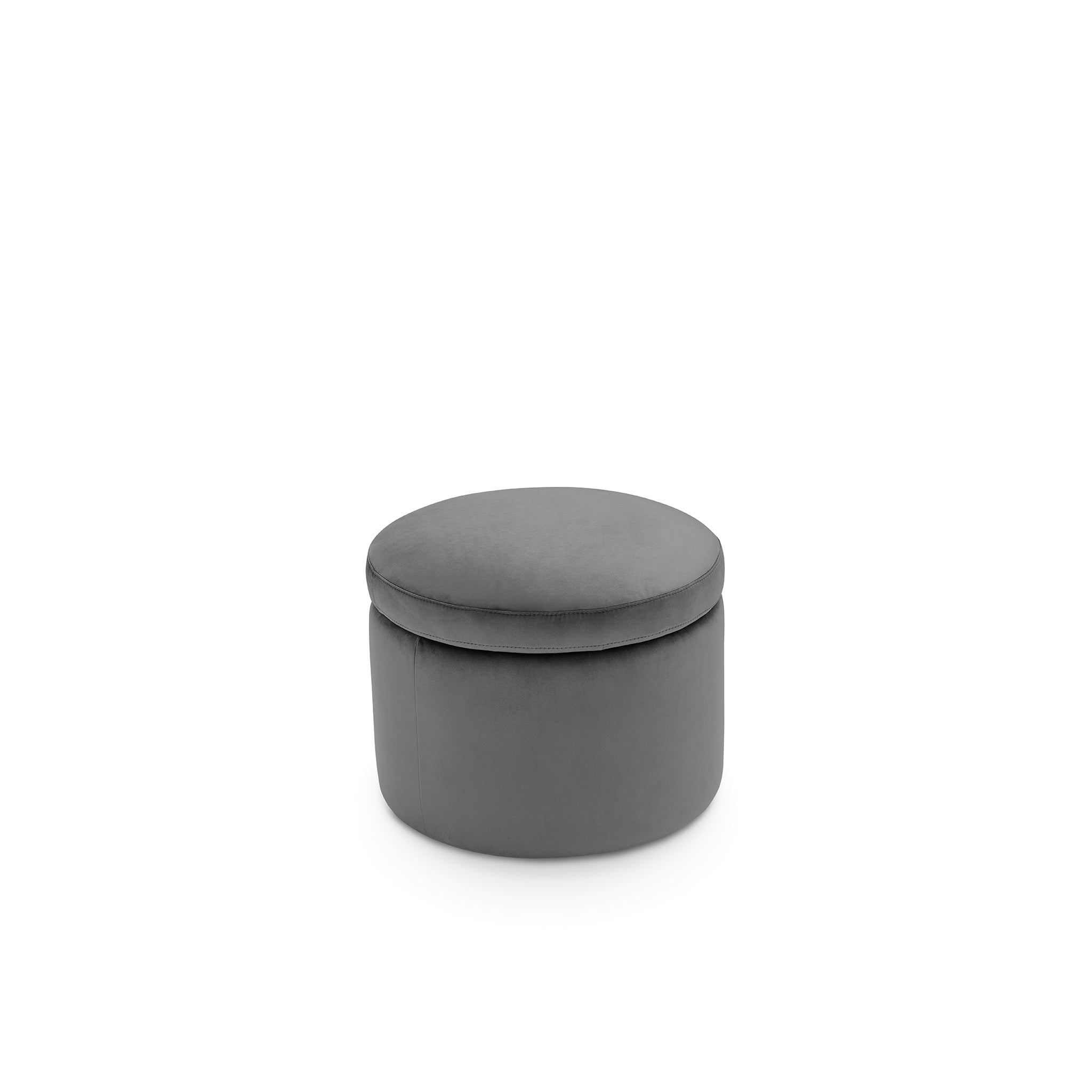 Pouf rangement rond Made in Italy en velours gris Paranà