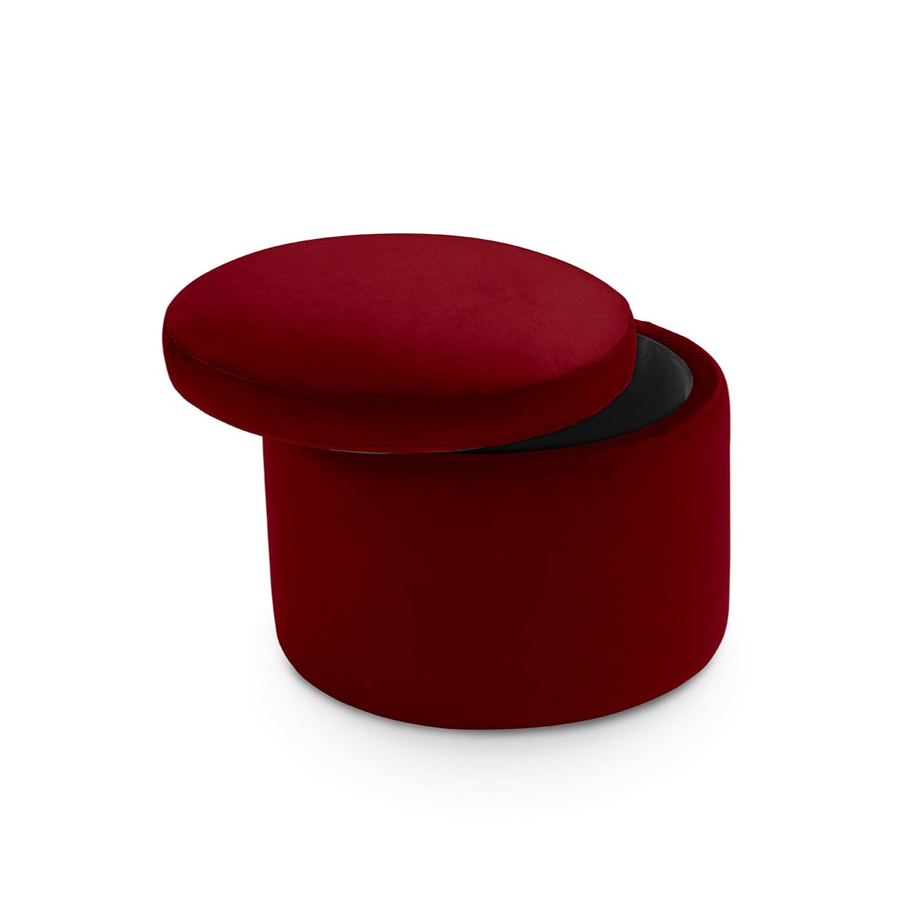Pouf rangement rond Made in Italy en velours bordeaux Paranà