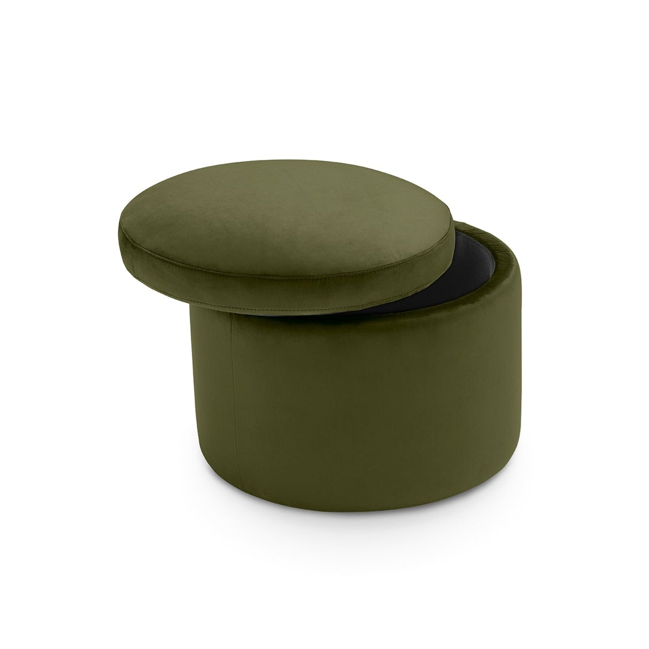 Pouf rangement rond Made in Italy en velours vert Paranà