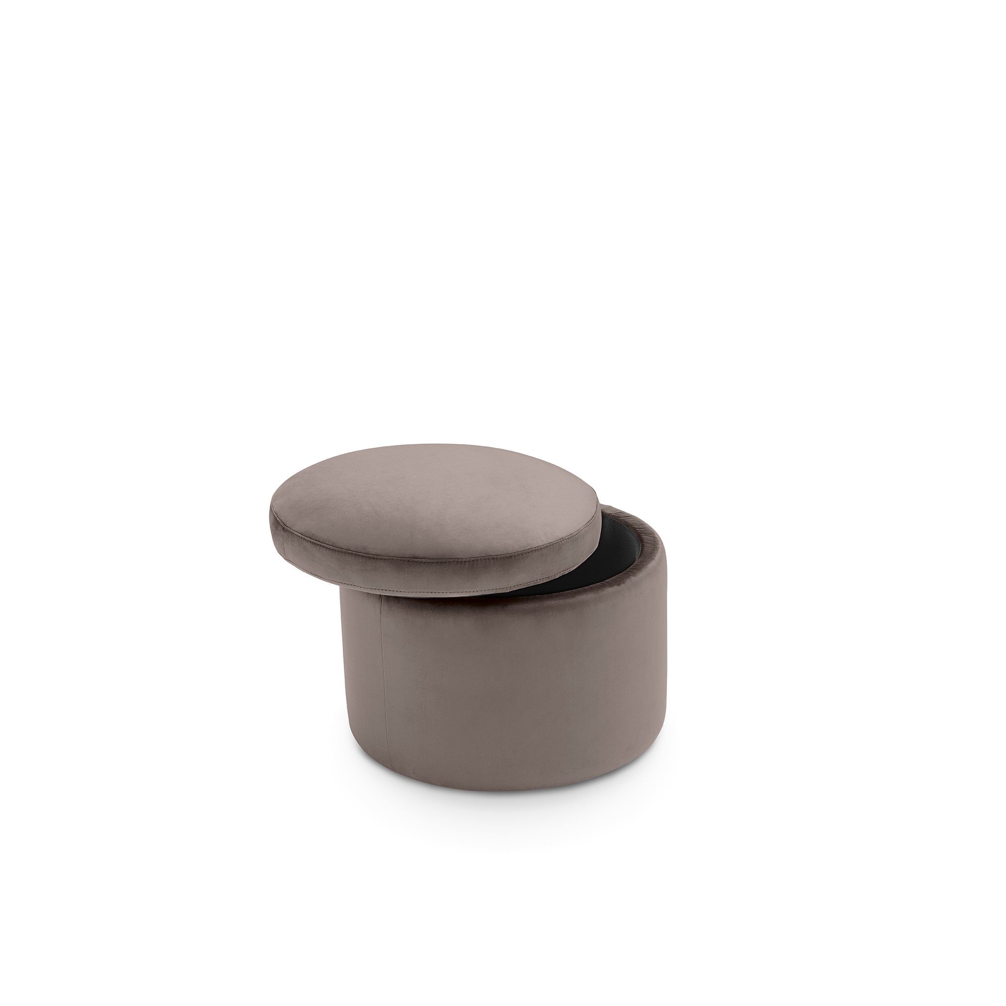 Pouf rangement rond Made in Italy en velours gris tourterelle - Paranà
