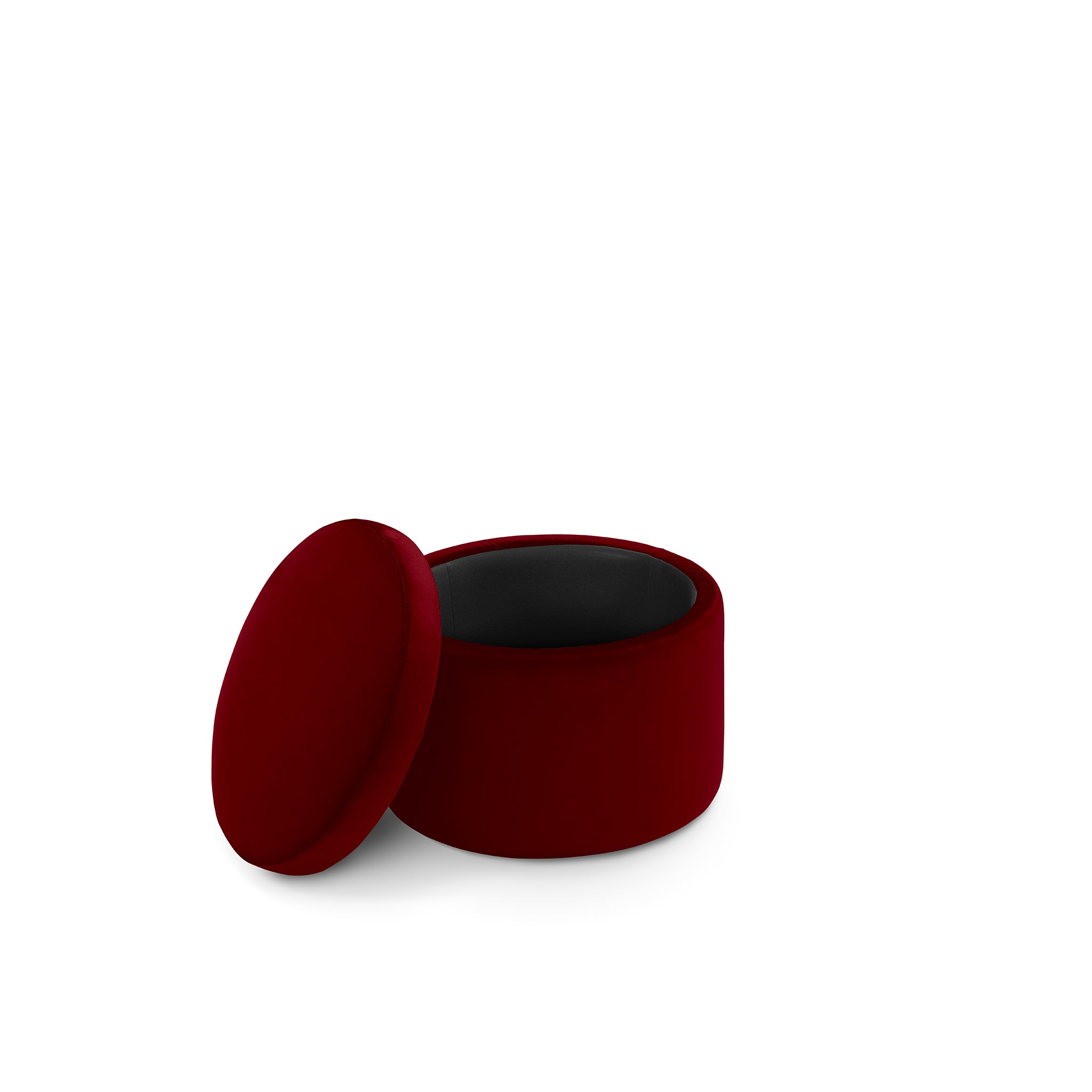Pouf rangement rond Made in Italy en velours bordeaux Paranà