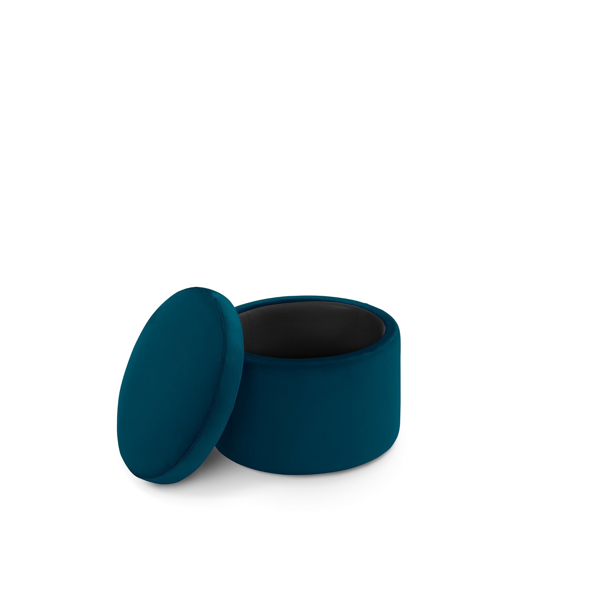 Pouf rangement rond Made in Italy en Velours pétrole Paranà