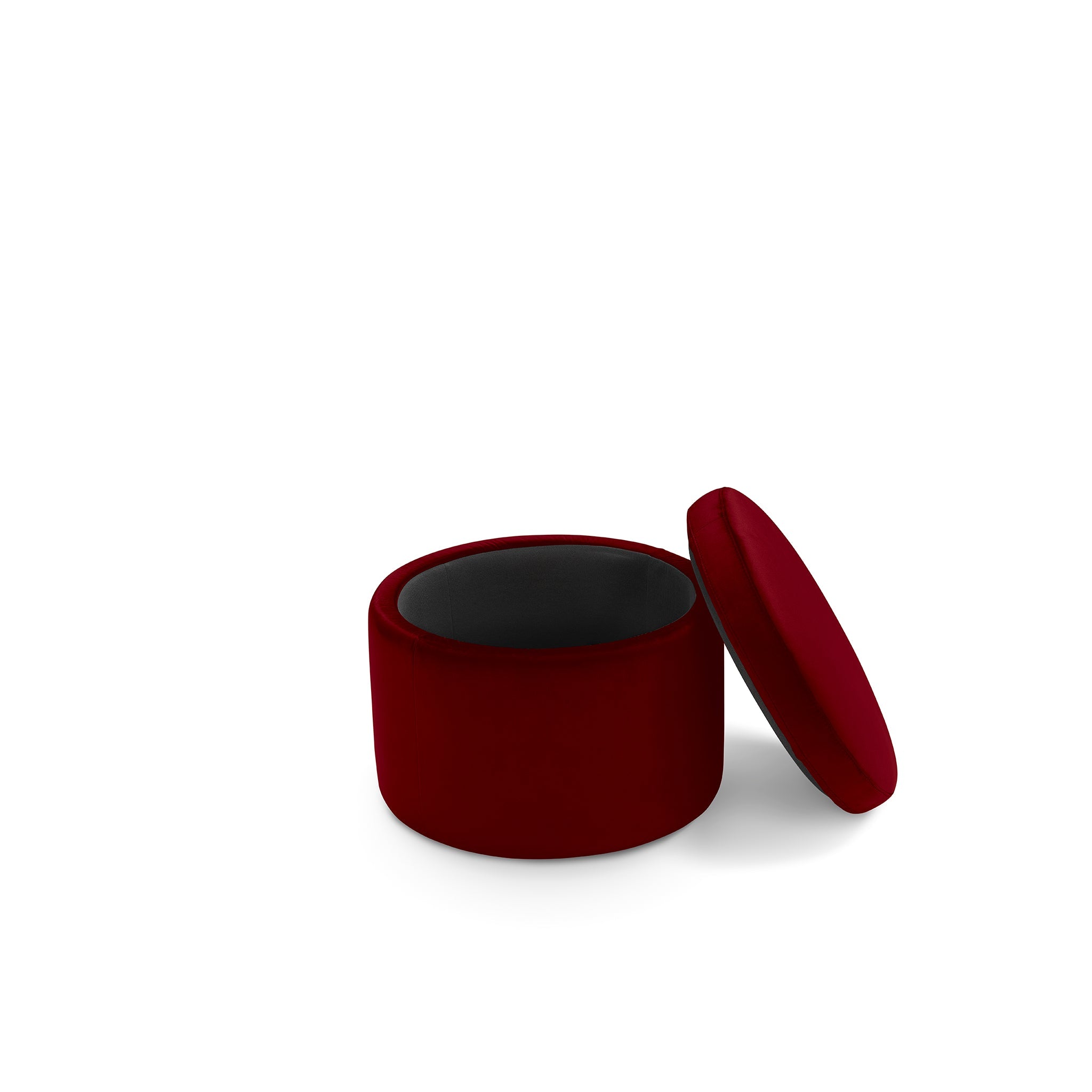Pouf rangement rond Made in Italy en velours bordeaux Paranà