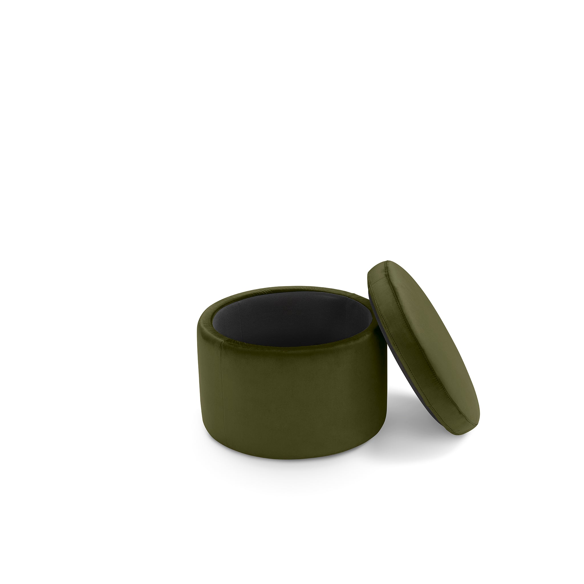 Pouf rangement rond Made in Italy en velours vert Paranà