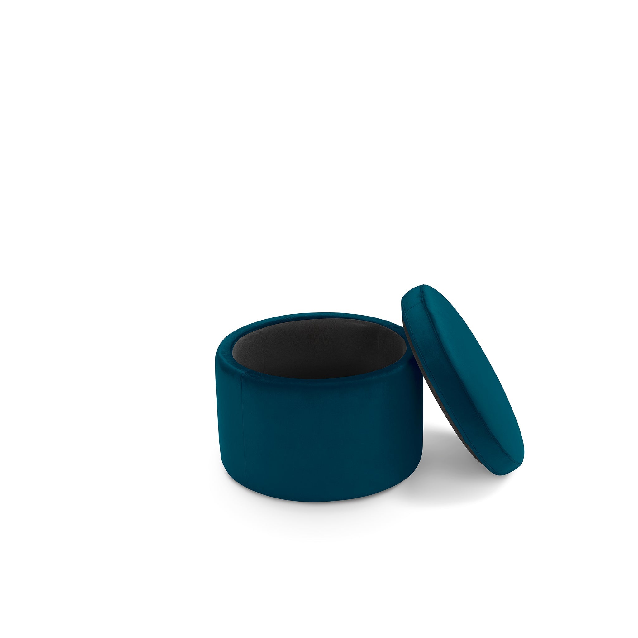 Pouf rangement rond Made in Italy en Velours pétrole Paranà