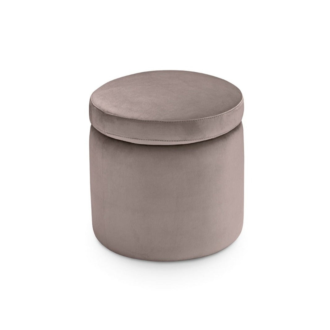 Pouf rangement rond Made in Italy en velours gris tourterelle - Paranà
