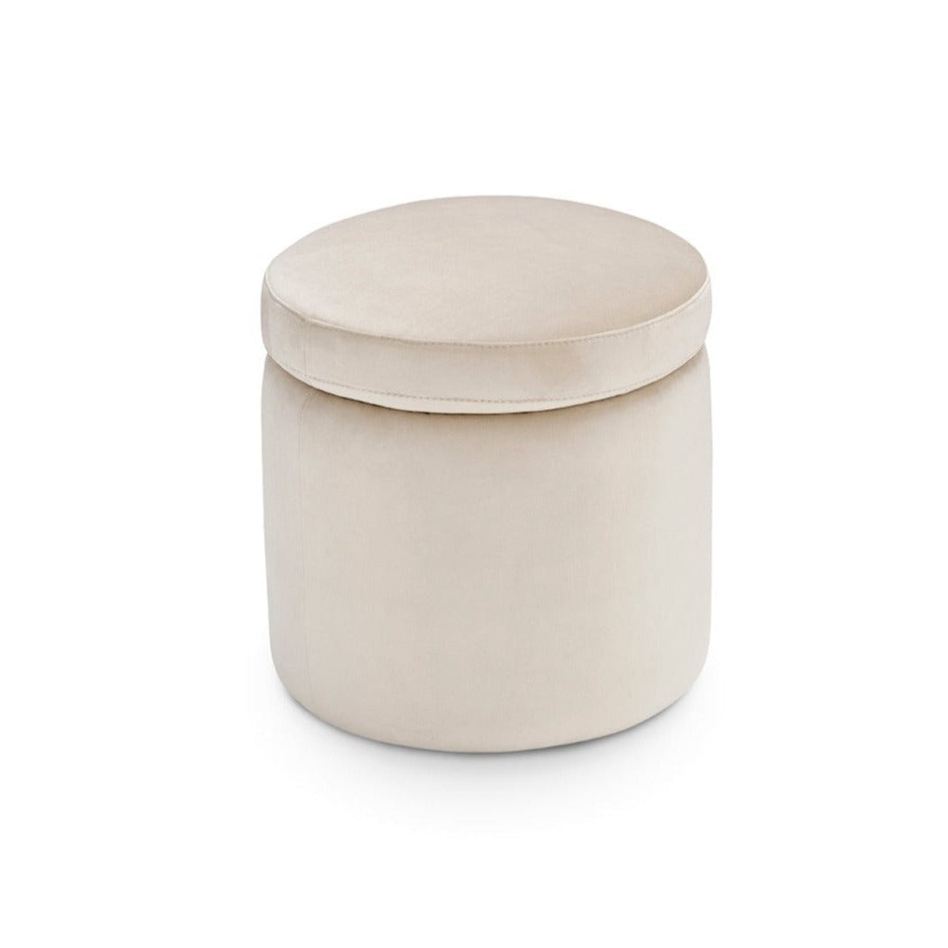 Pouf rangement rond Made in Italy en velours beige - Paranà