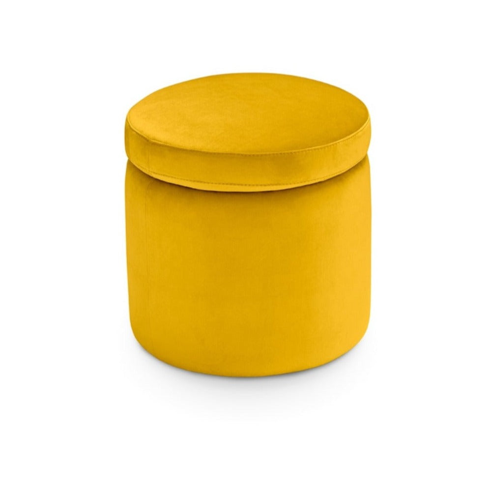 Pouf rangement rond Made in Italy en velours jaune - Paranà