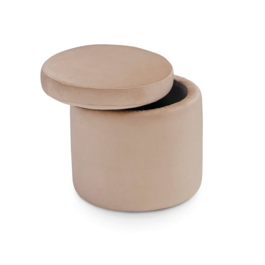 Pouf rangement rond Made in Italy en velours camel - Paranà
