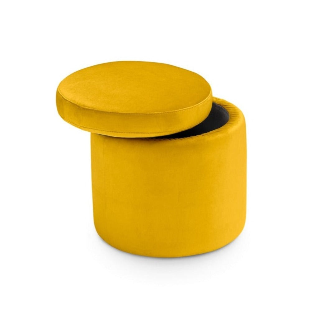 Pouf rangement rond Made in Italy en velours jaune - Paranà