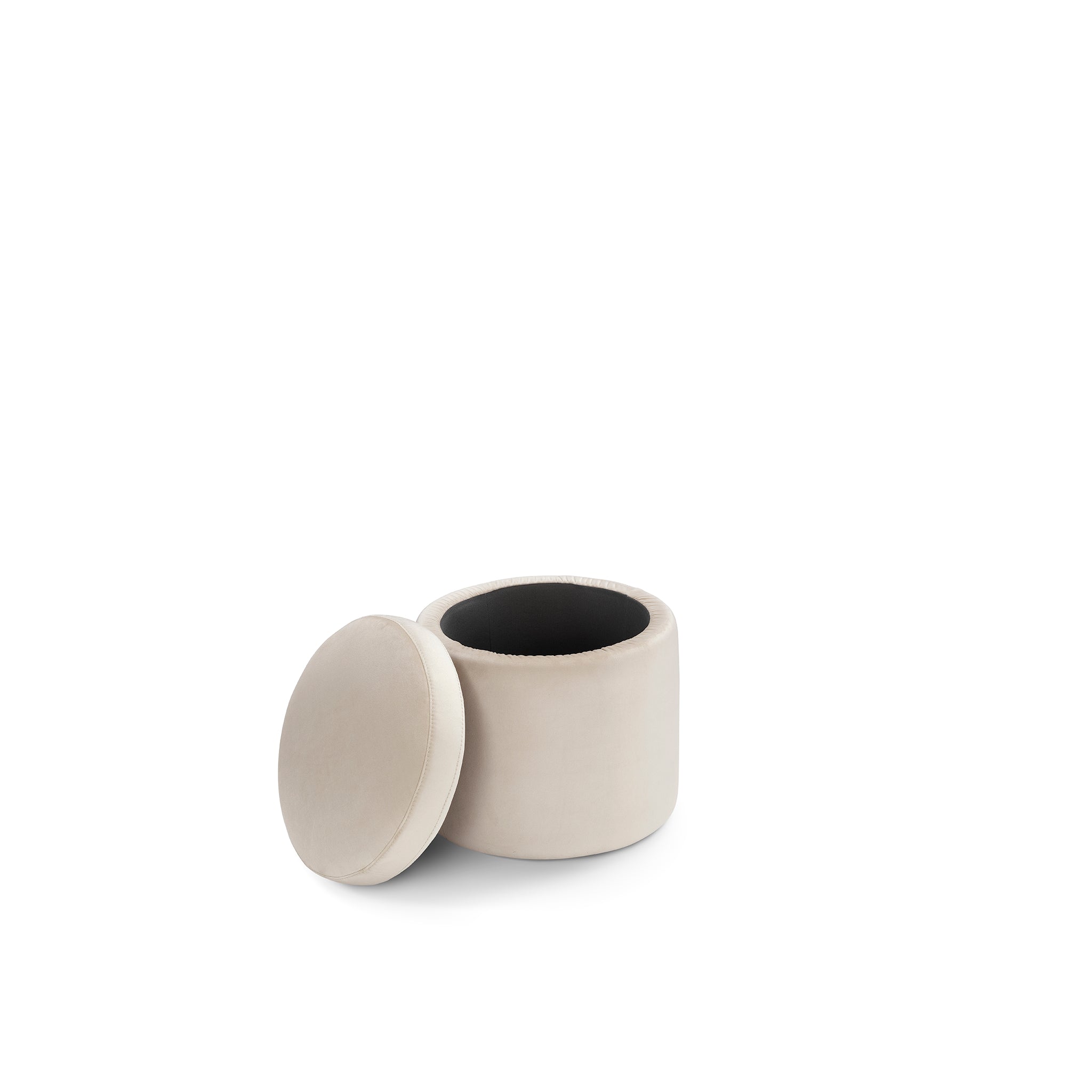 Pouf rangement rond Made in Italy en velours beige - Paranà