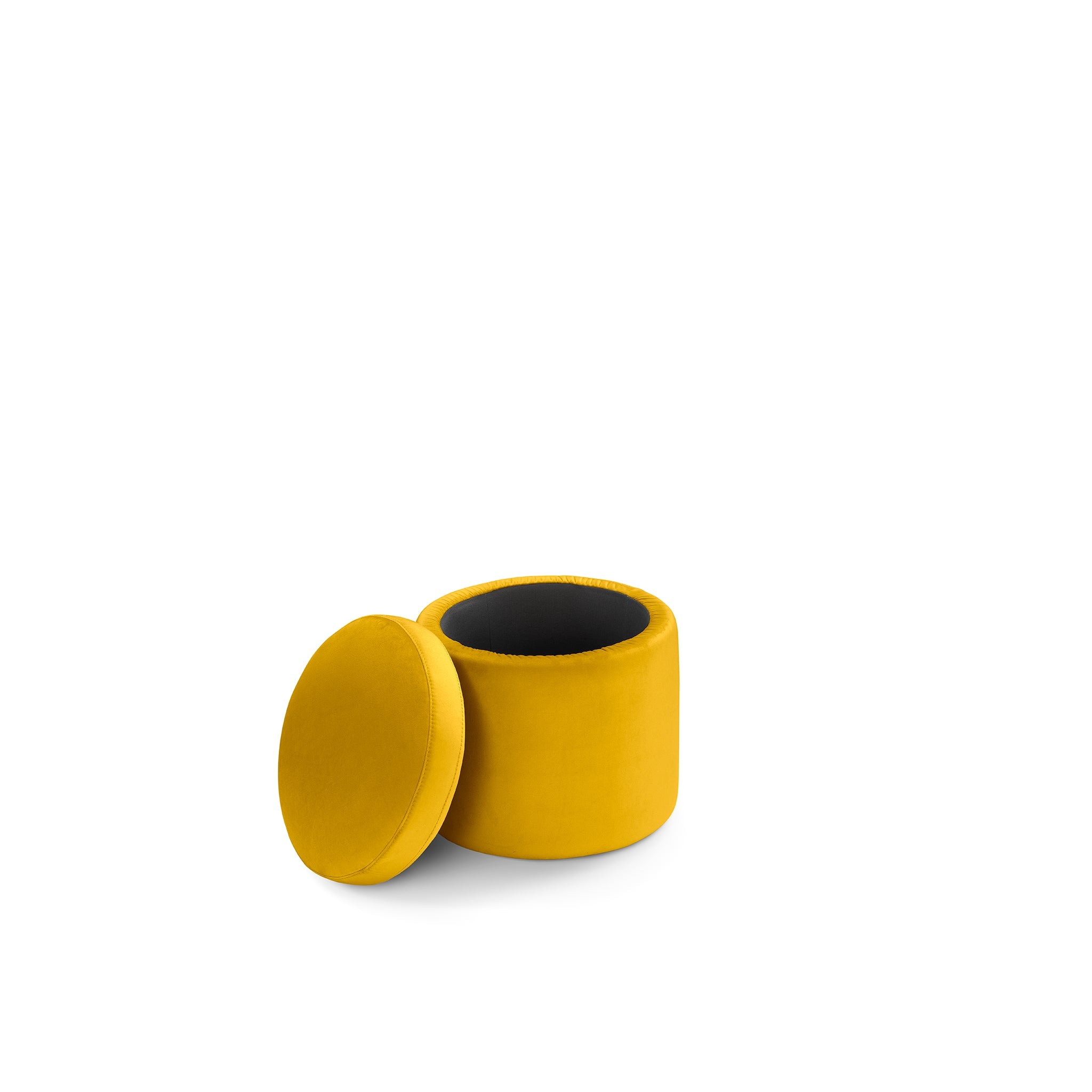 Pouf rangement rond Made in Italy en velours jaune - Paranà