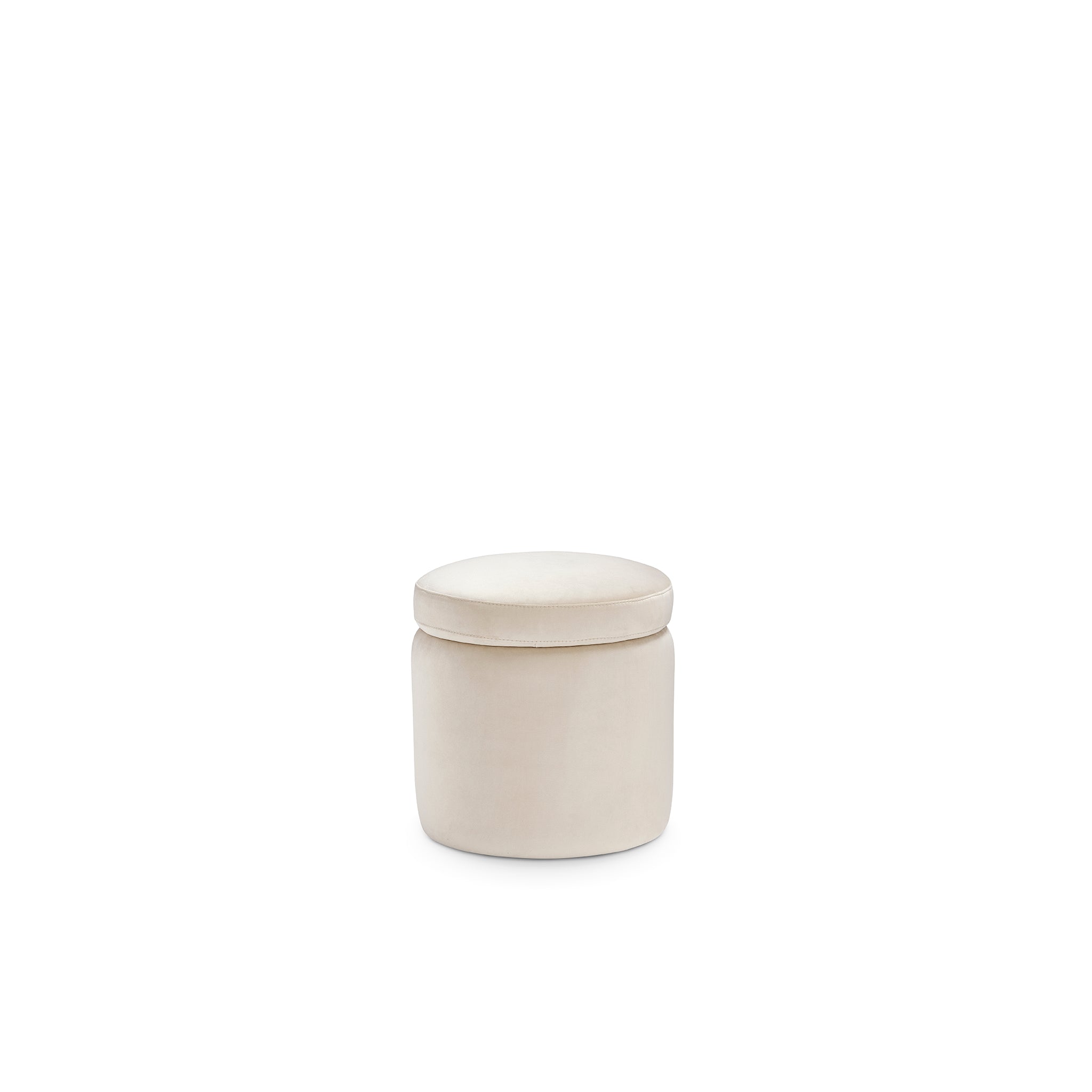 Pouf rangement rond Made in Italy en velours beige - Paranà