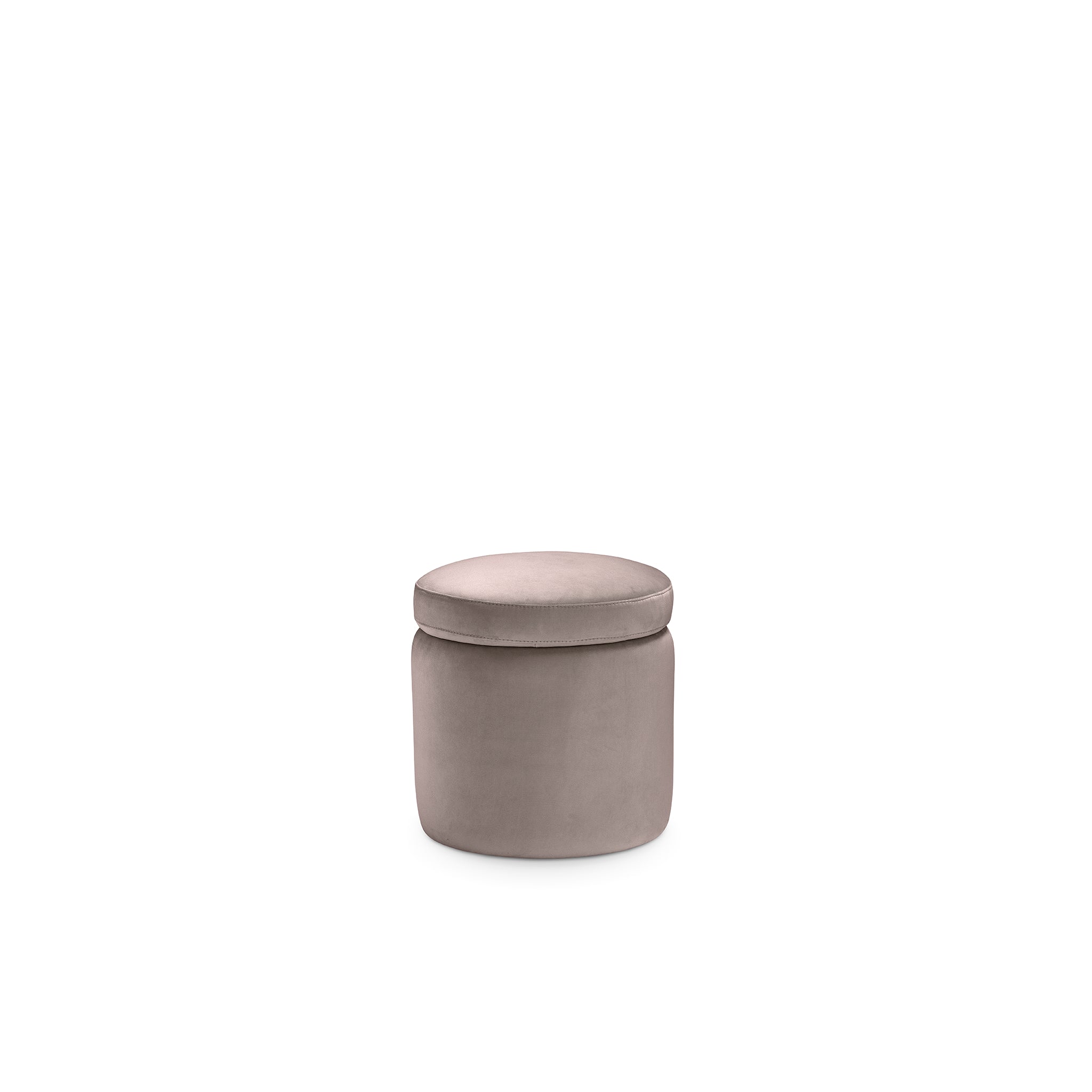 Pouf rangement rond Made in Italy en velours gris tourterelle - Paranà