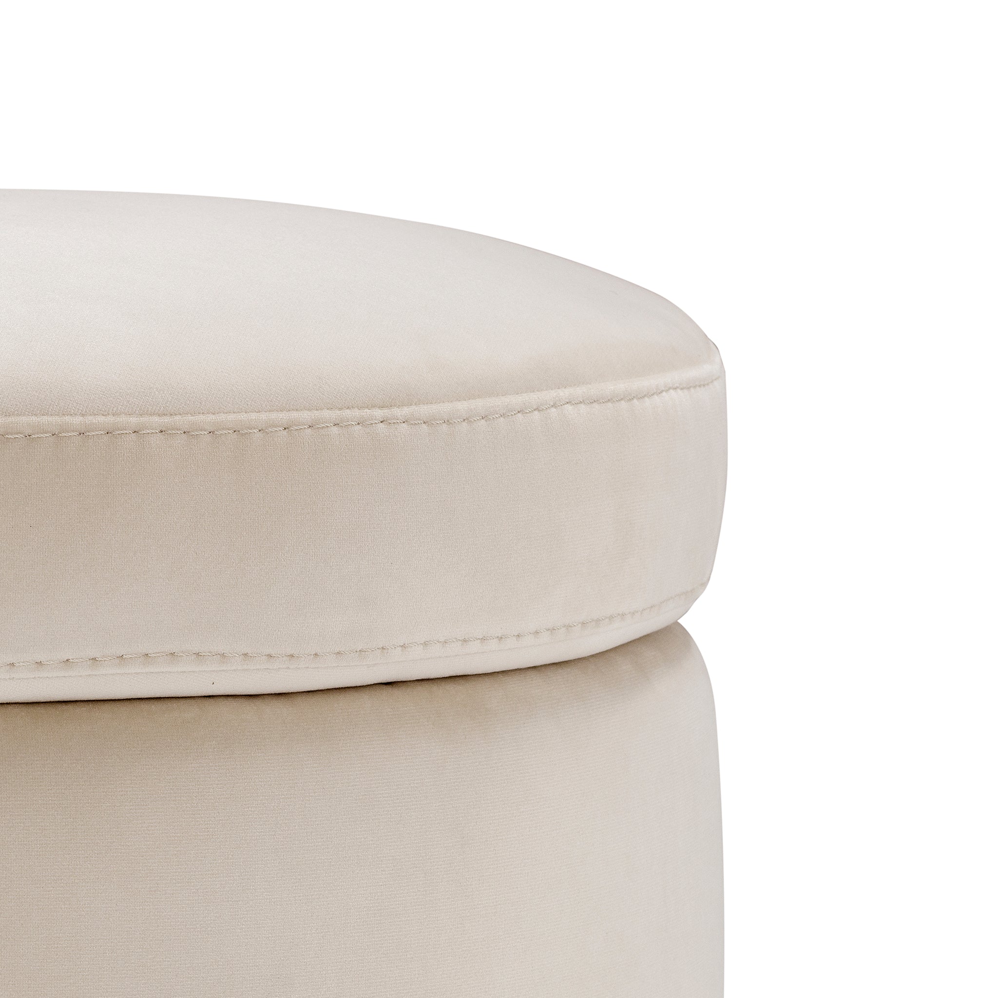 Pouf rangement rond Made in Italy en velours beige - Paranà