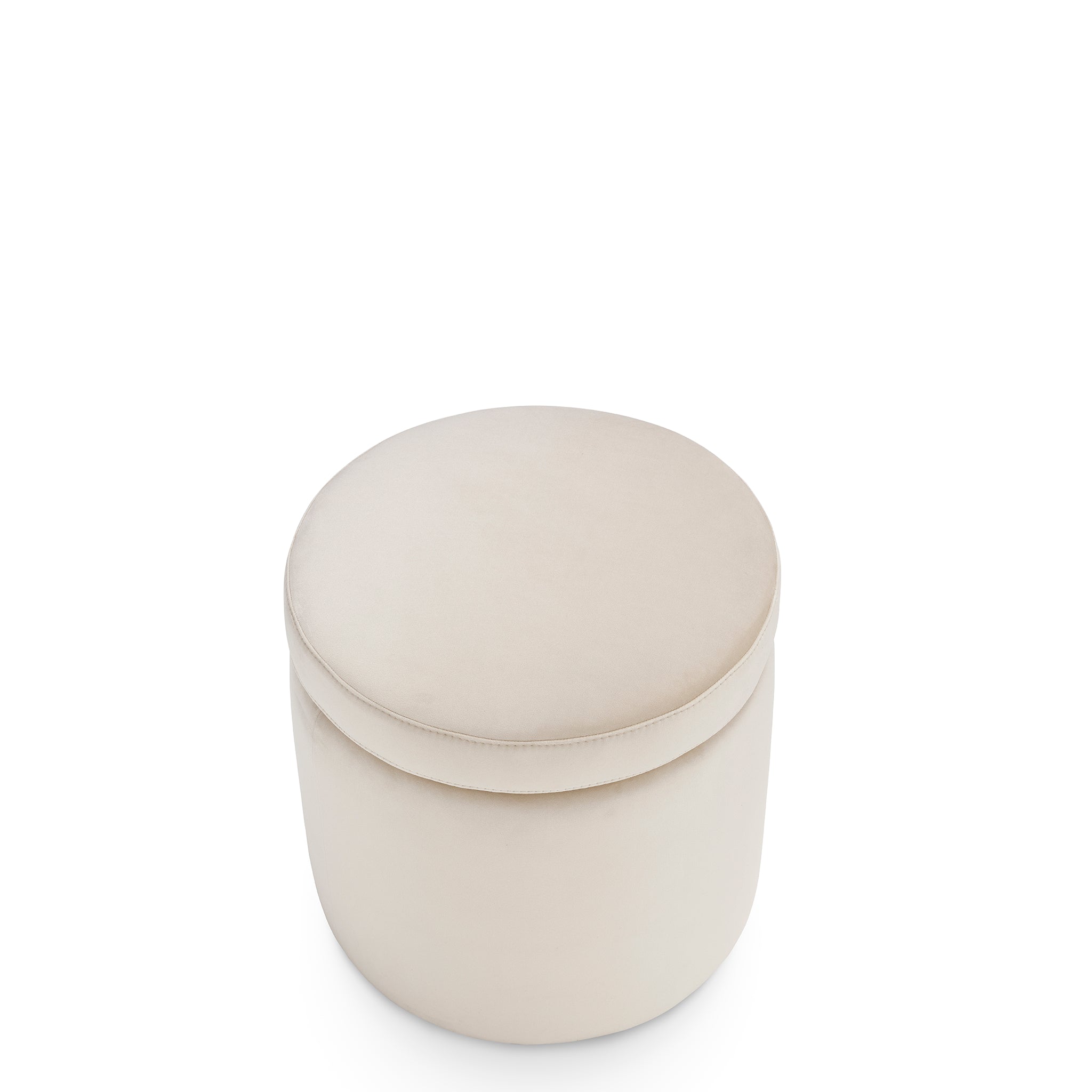 Pouf rangement rond Made in Italy en velours beige - Paranà