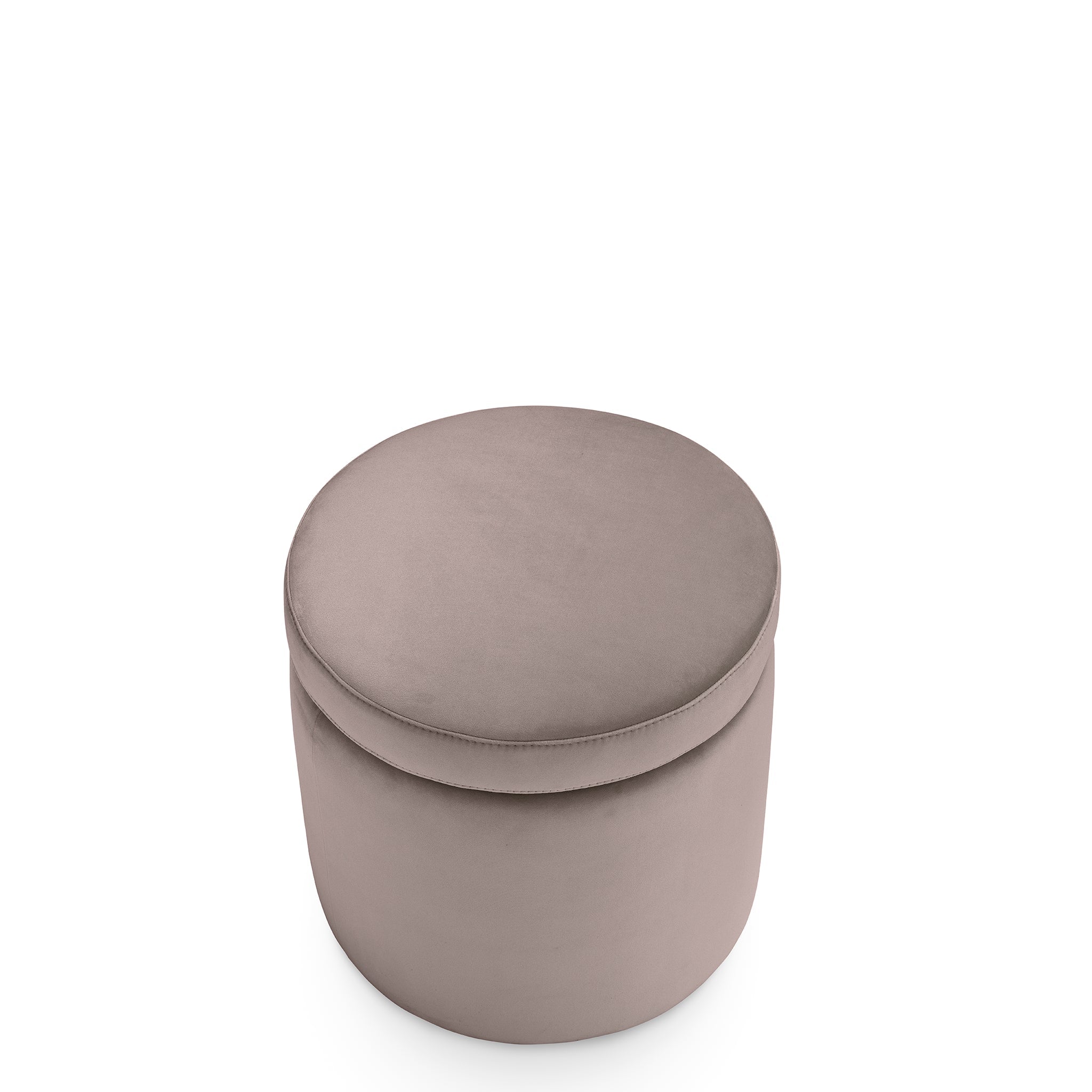 Pouf rangement rond Made in Italy en velours gris tourterelle - Paranà