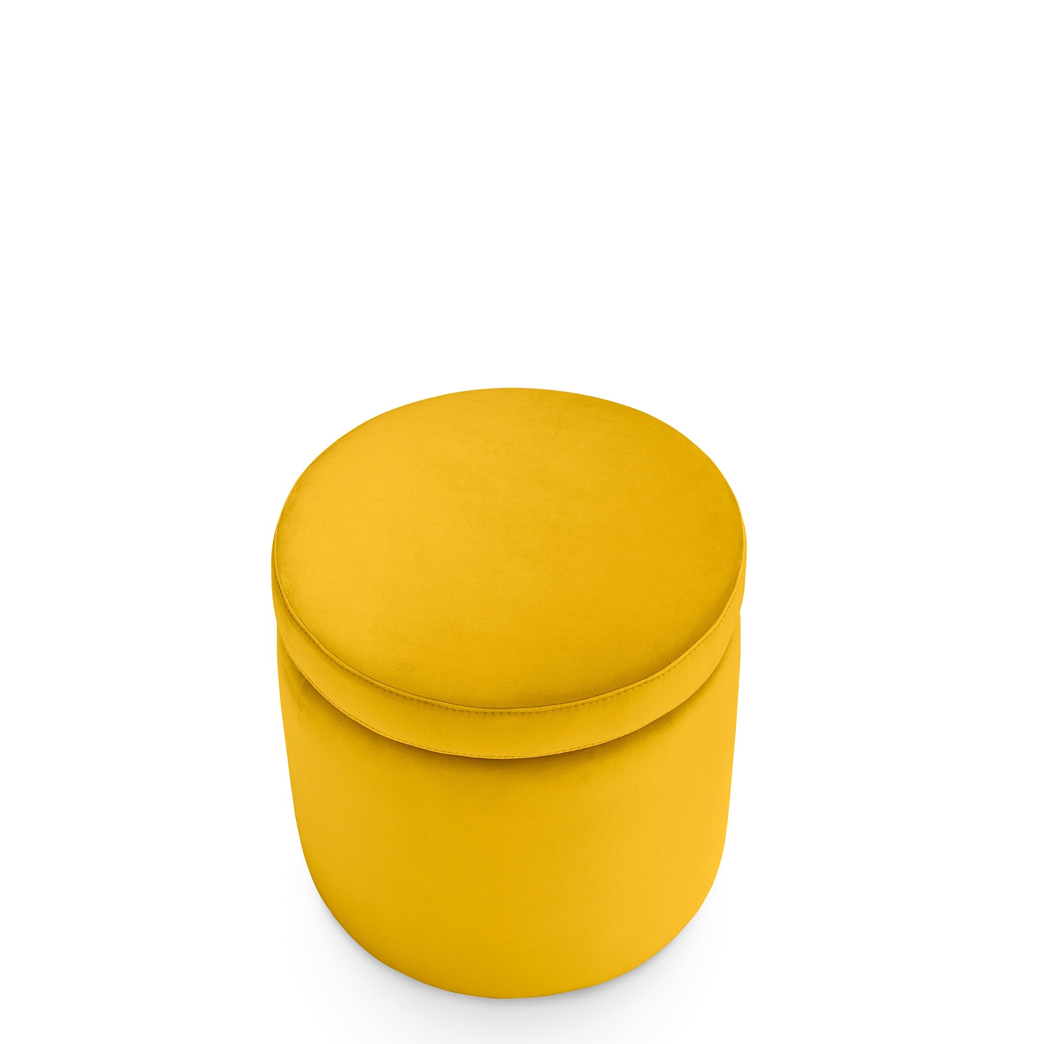 Pouf rangement rond Made in Italy en velours jaune - Paranà