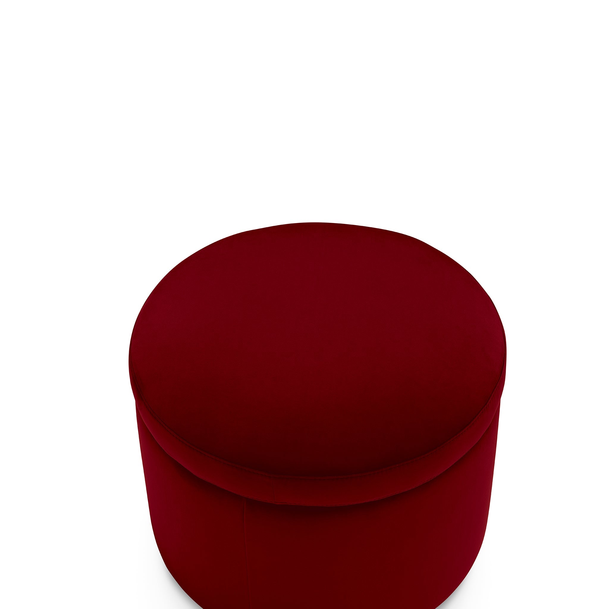 Pouf rangement rond Made in Italy en velours bordeaux Paranà