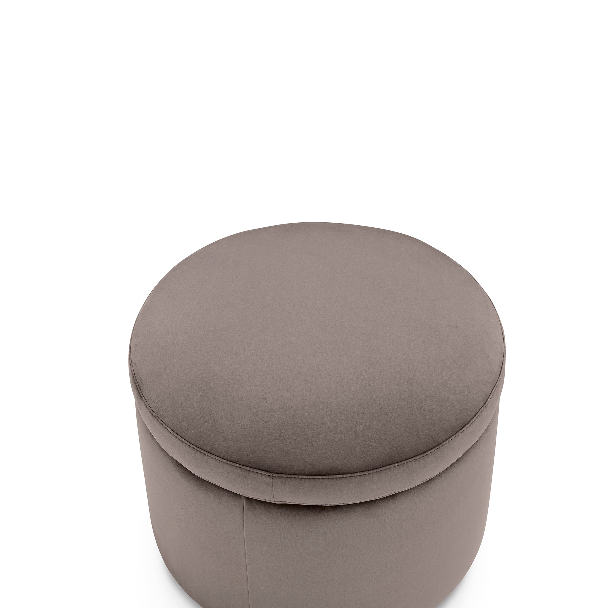 Pouf rangement rond Made in Italy en velours gris tourterelle - Paranà