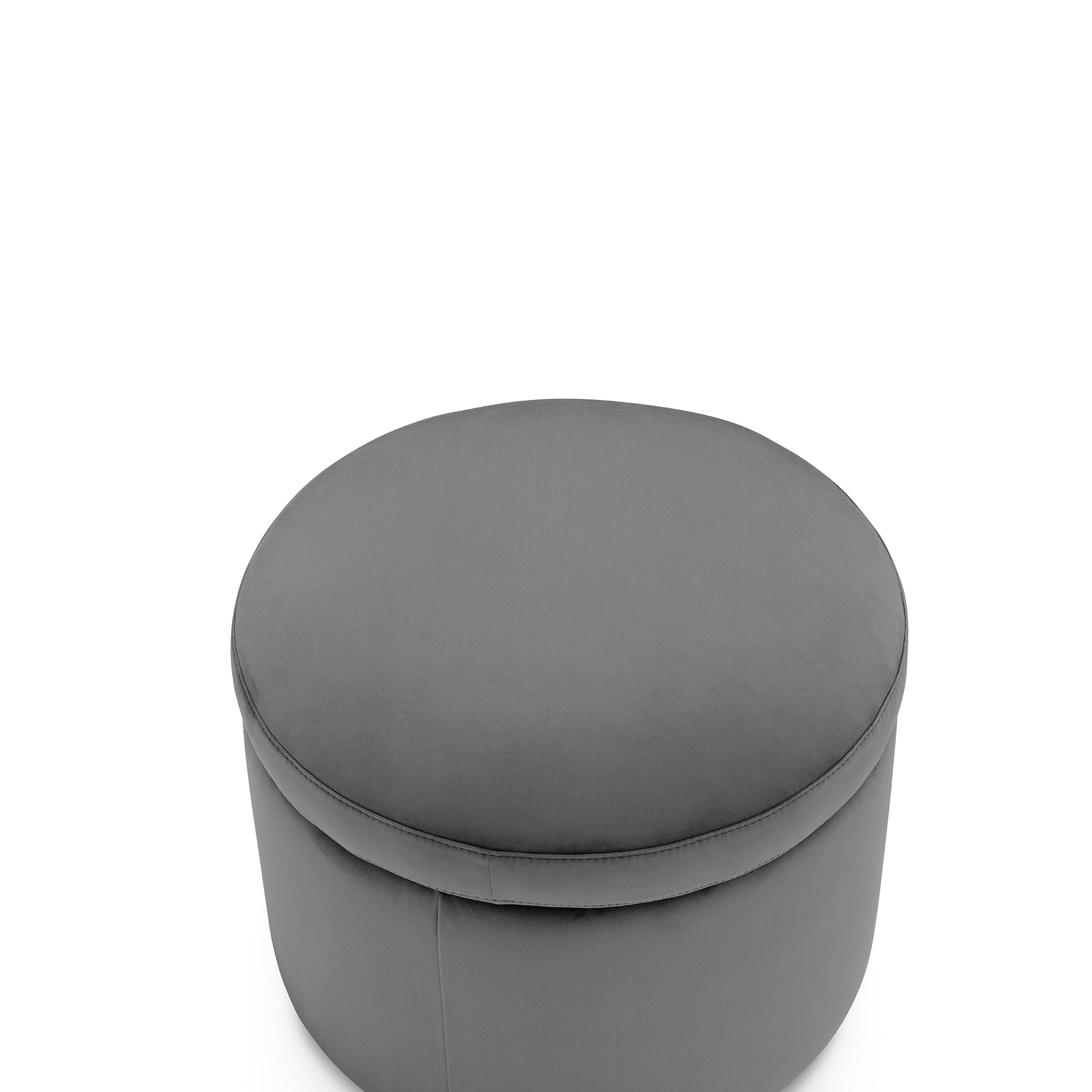Pouf rangement rond Made in Italy en velours gris Paranà