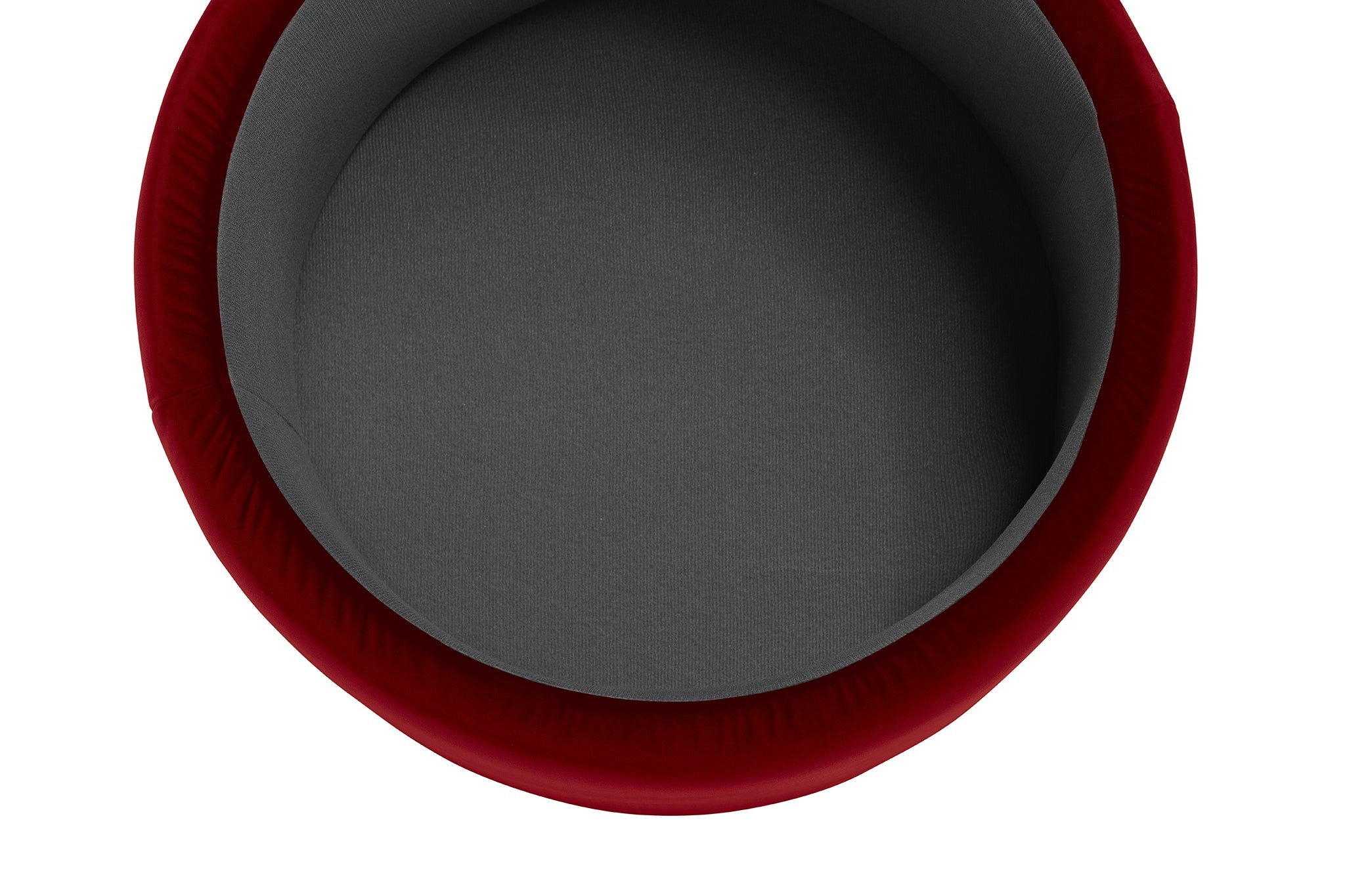 Pouf rangement rond Made in Italy en velours bordeaux Paranà