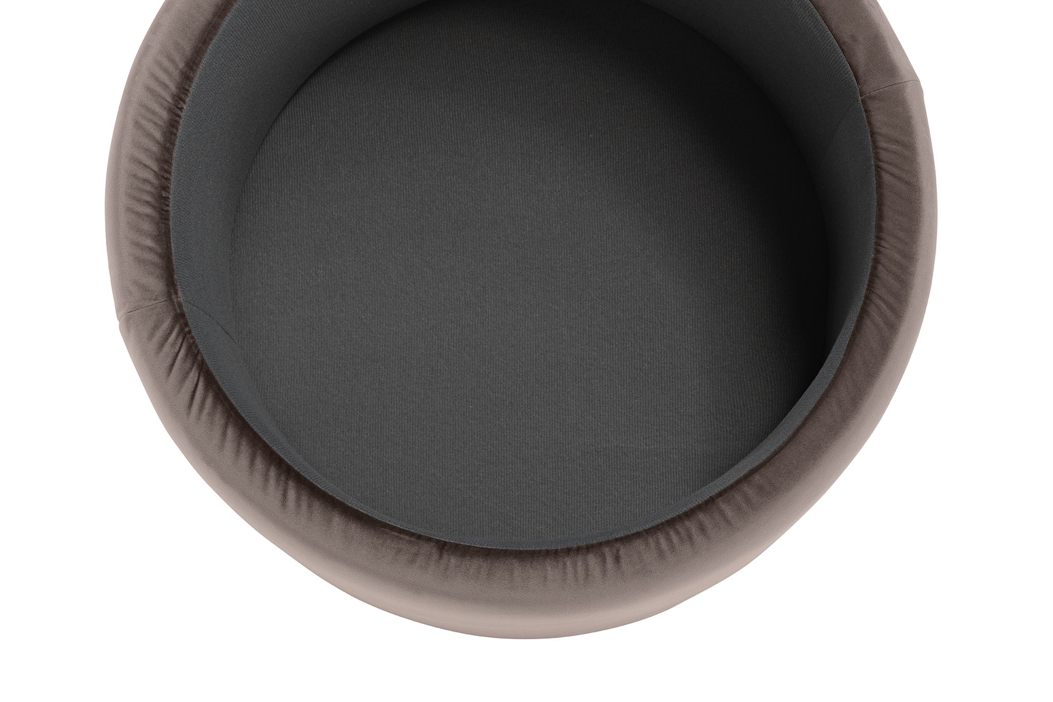 Pouf rangement rond Made in Italy en velours gris tourterelle - Paranà