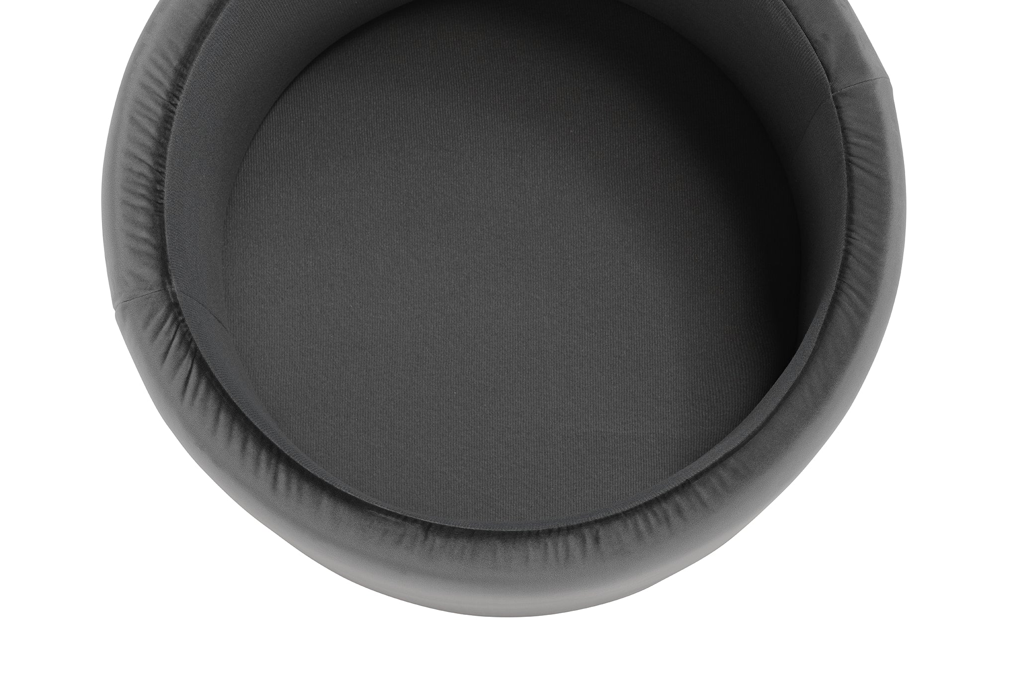 Pouf rangement rond Made in Italy en velours gris Paranà