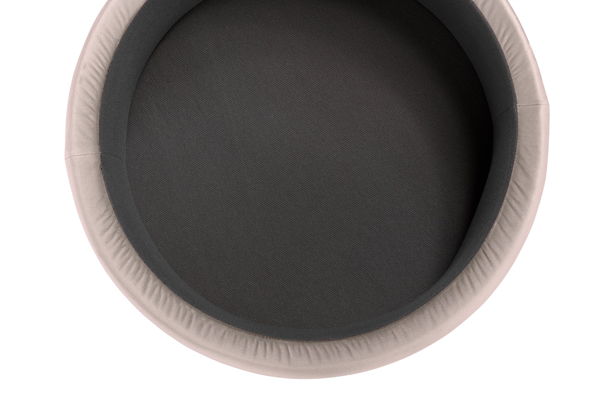 Pouf rangement rond Made in Italy en velours gris tourterelle avec pieds en métal - Peglia