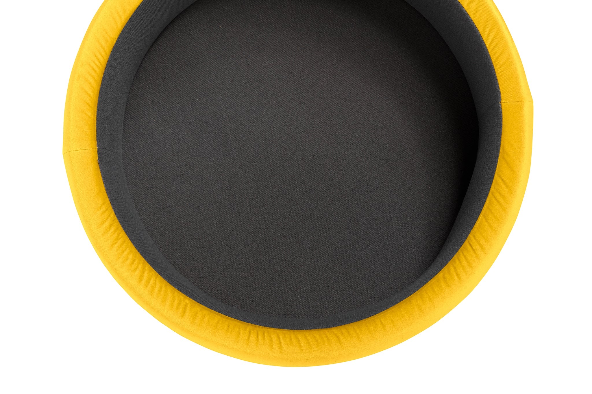 Pouf rangement rond Made in Italy en velours jaune avec pieds en métal - Peglia
