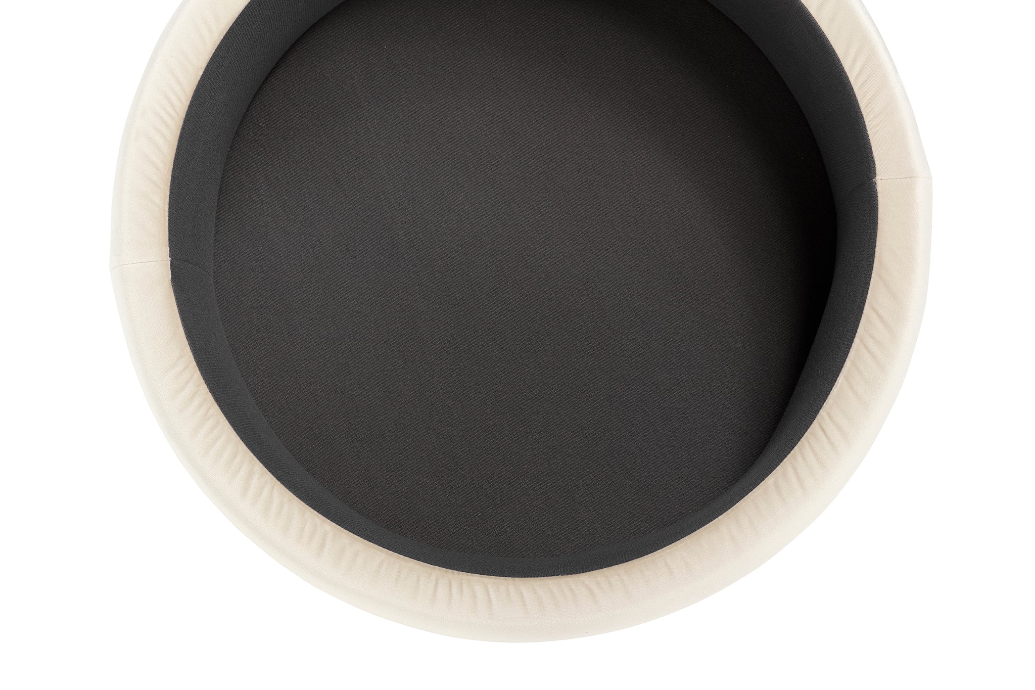 Pouf Peglia de rangement Made in Italy rond en velours beige avec pieds en métal