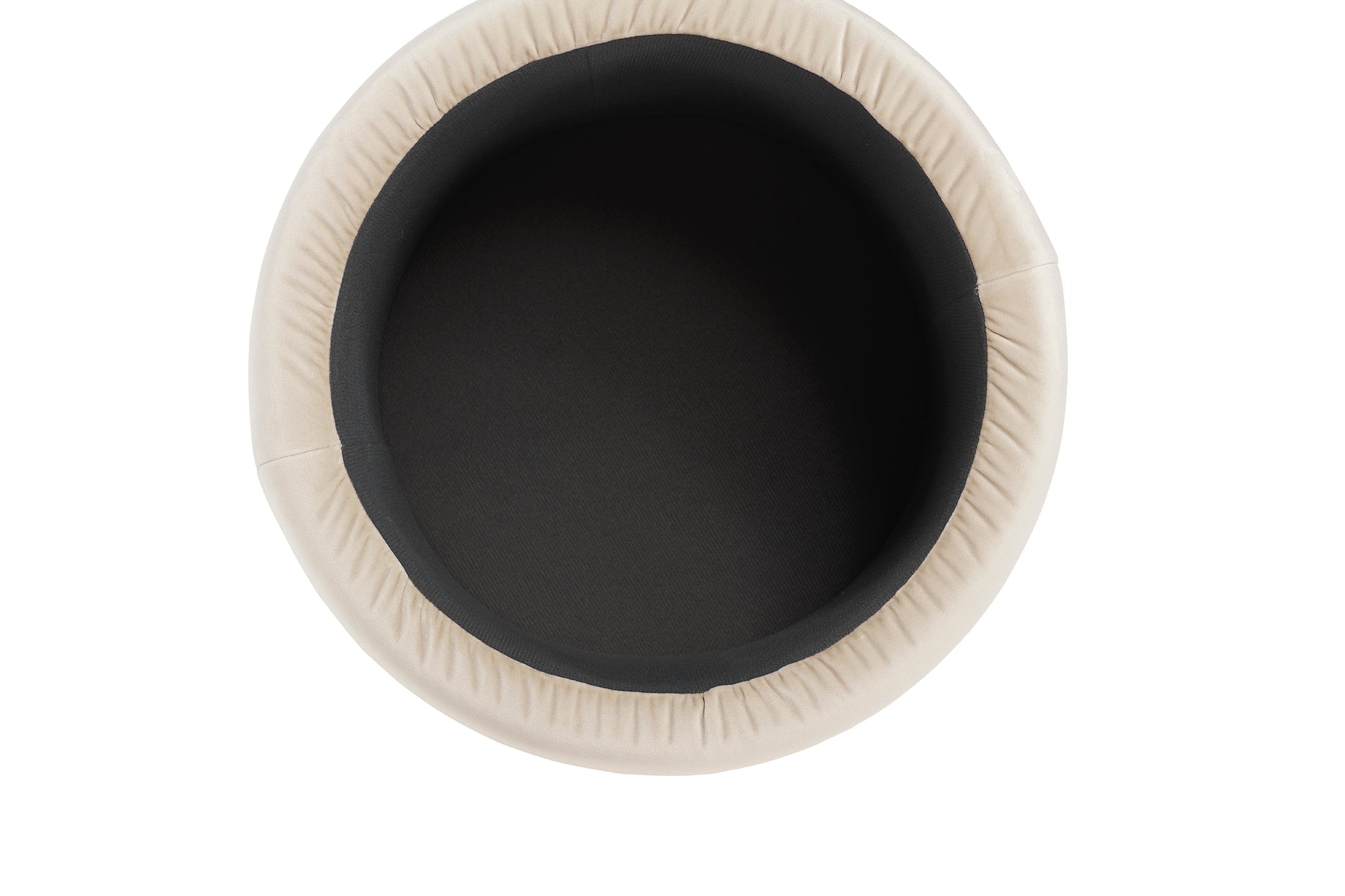 Pouf rangement rond Made in Italy en velours beige - Paranà