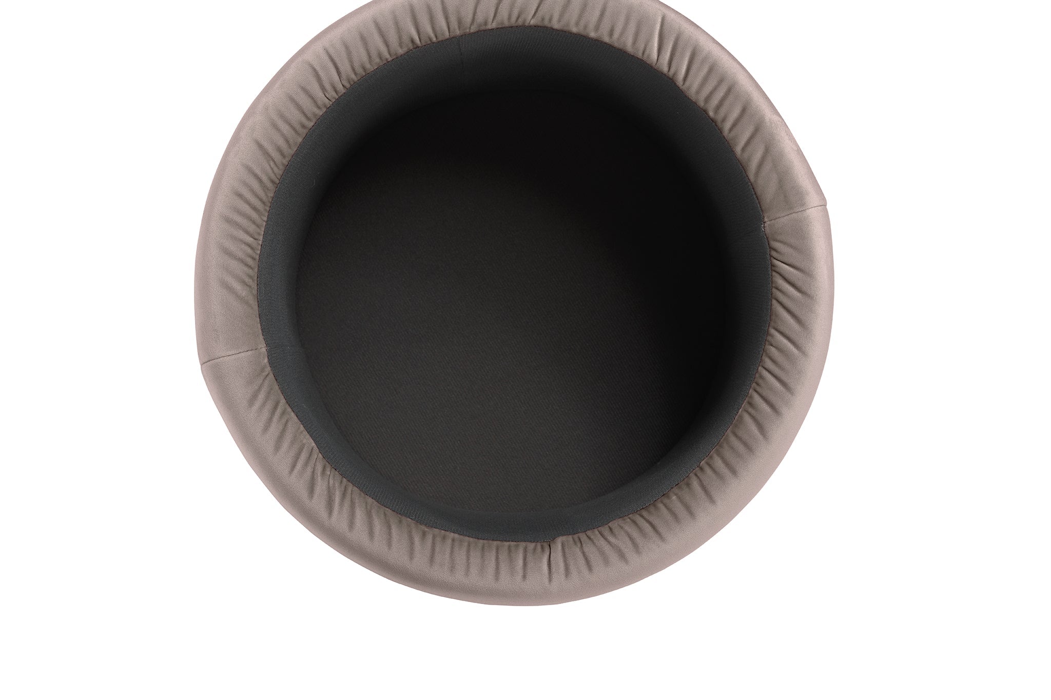 Pouf rangement rond Made in Italy en velours gris tourterelle - Paranà