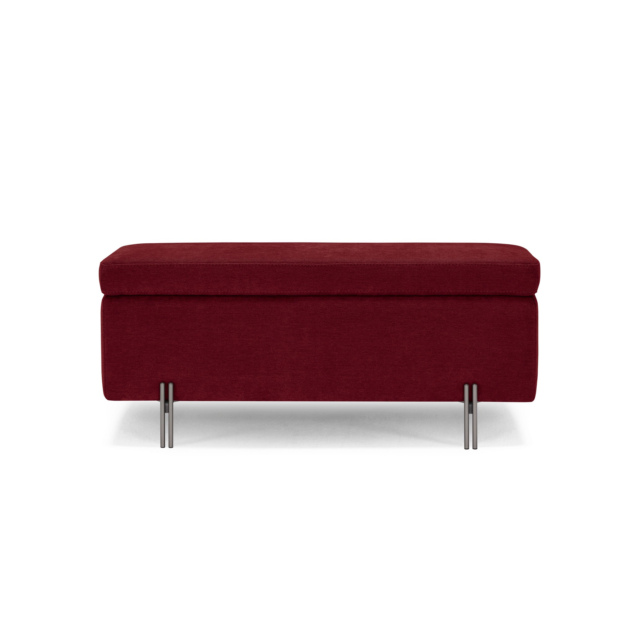 Banc SARDORELLA 110x45 cm rangement Made in Italy en tissu chenille bordeaux