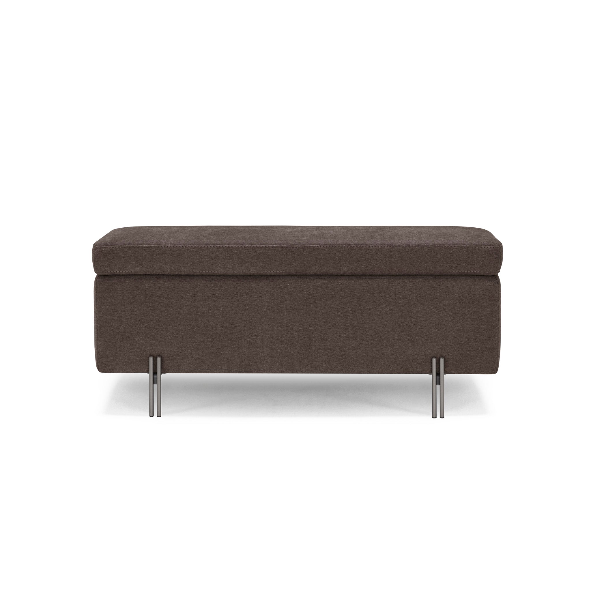 Banc SARDORELLA 110x45 cm rangement Made in Italy en tissu chenille marron