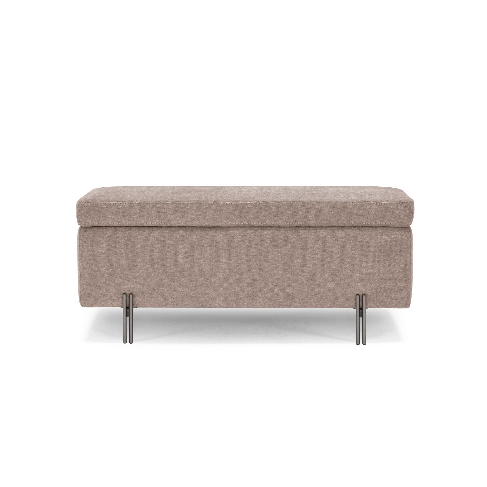 Banc SARDORELLA 110x45 cm rangement Made in Italy en tissu chenille camel