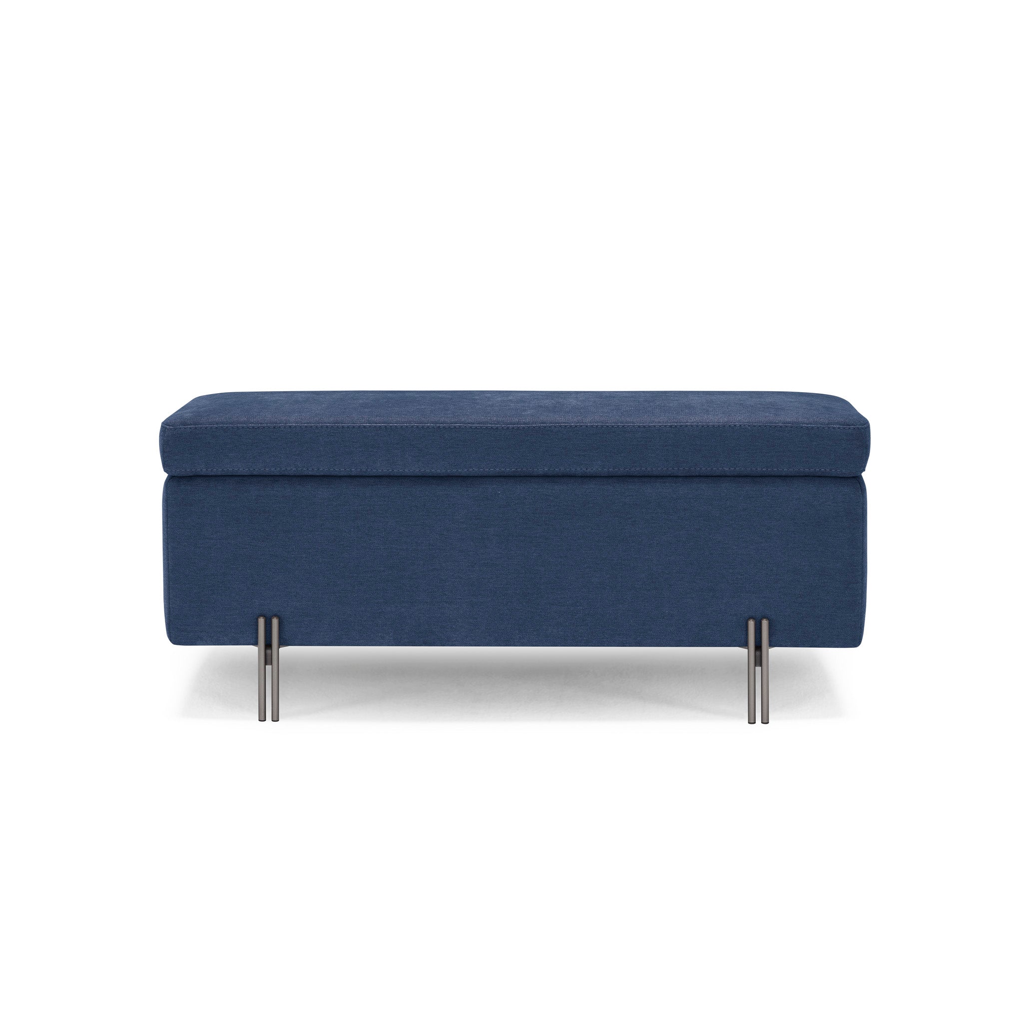 Banc SARDORELLA 110x45 cm rangement Made in Italy en tissu chenille bleu