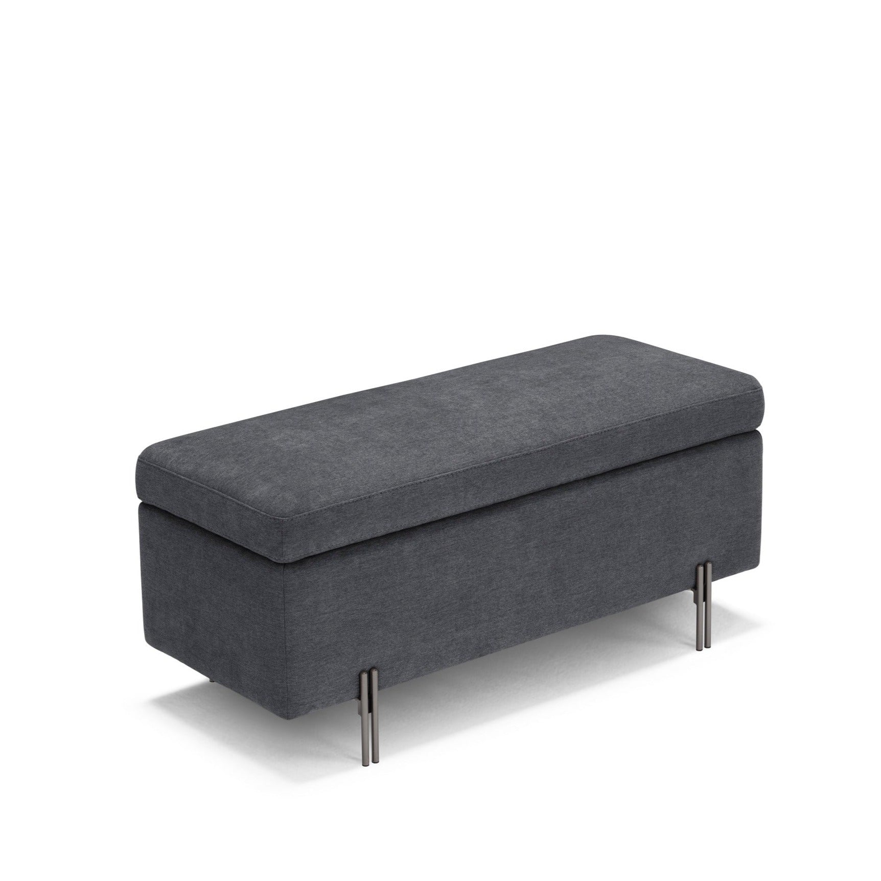 Banc SARDORELLA 110x45 cm rangement Made in Italy en tissu chenille gris foncé