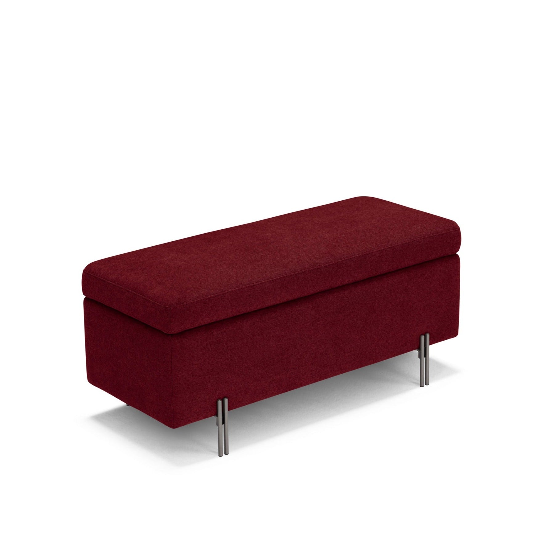 Banc SARDORELLA 110x45 cm rangement Made in Italy en tissu chenille bordeaux