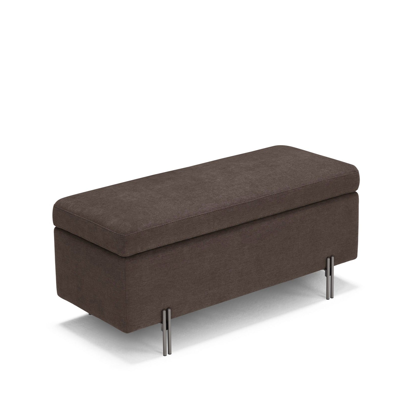 Banc SARDORELLA 110x45 cm rangement Made in Italy en tissu chenille marron