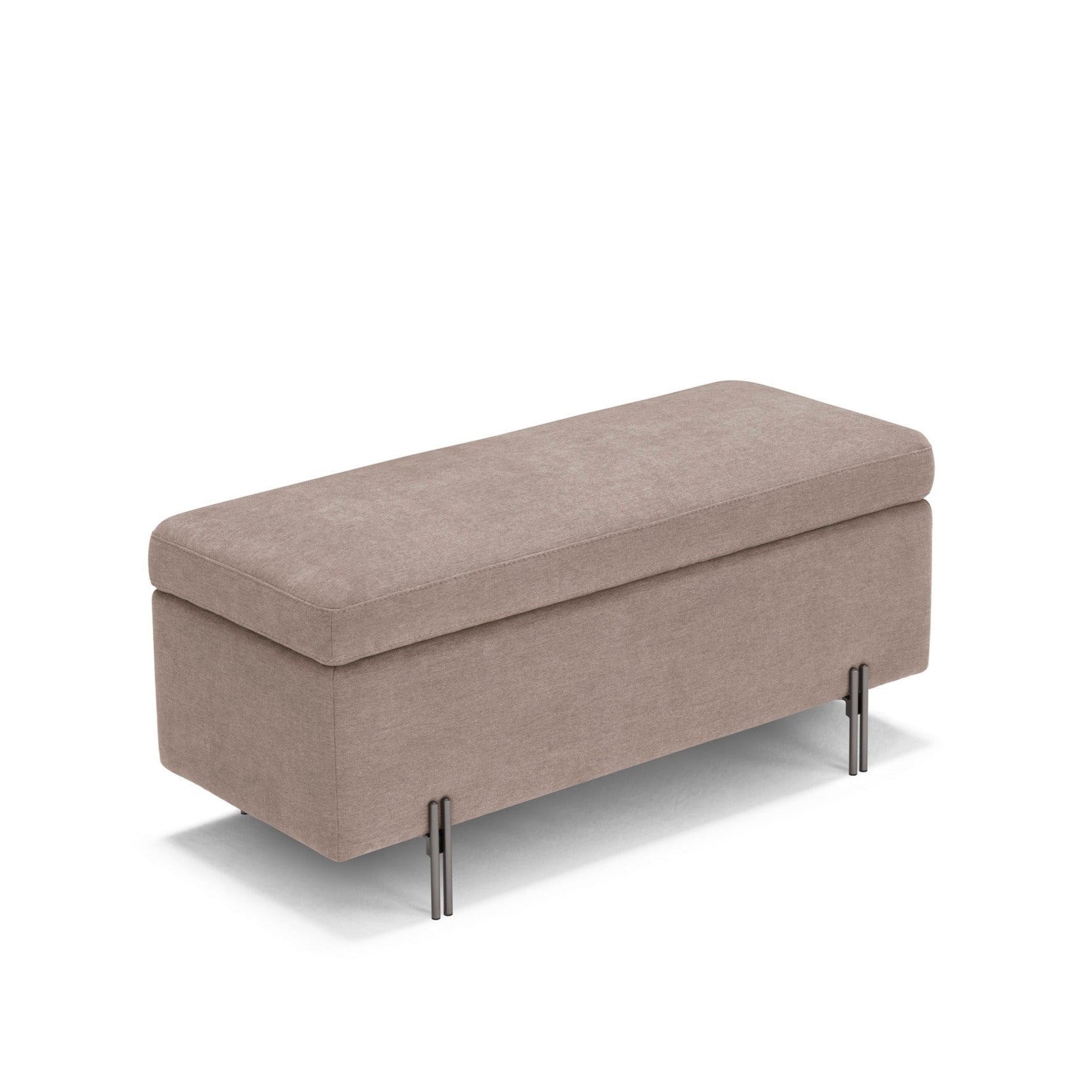 Banc SARDORELLA 110x45 cm rangement Made in Italy en tissu chenille camel