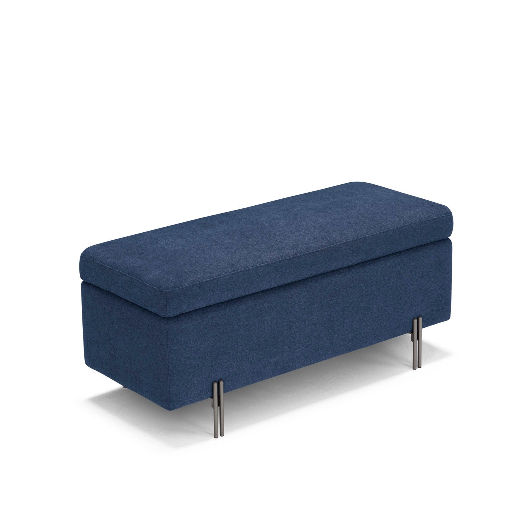 Banc SARDORELLA 110x45 cm rangement Made in Italy en tissu chenille bleu