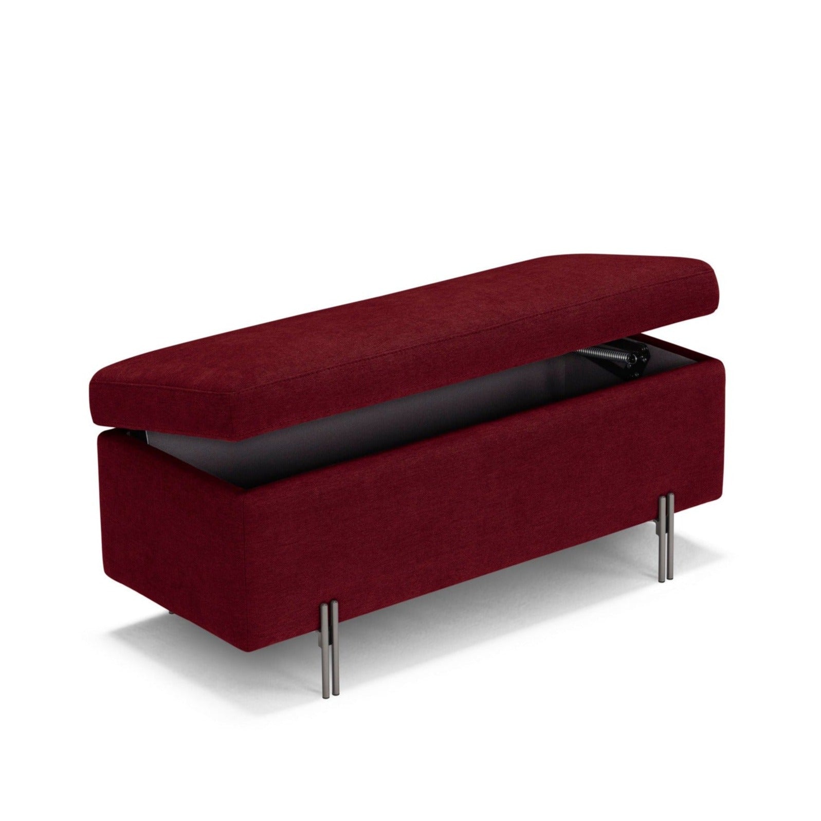Banc SARDORELLA 110x45 cm rangement Made in Italy en tissu chenille bordeaux