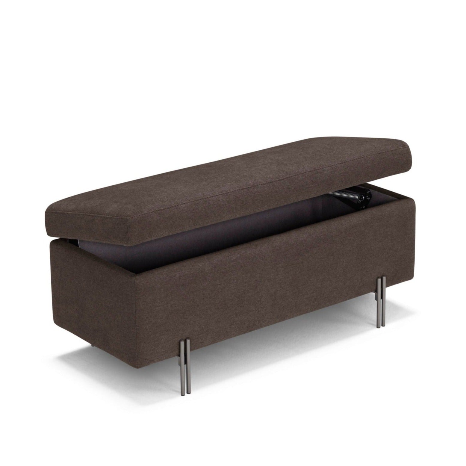 Banc SARDORELLA 110x45 cm rangement Made in Italy en tissu chenille marron