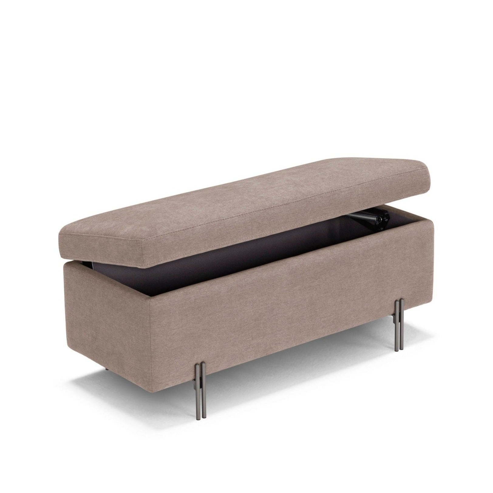 Banc SARDORELLA 110x45 cm rangement Made in Italy en tissu chenille camel