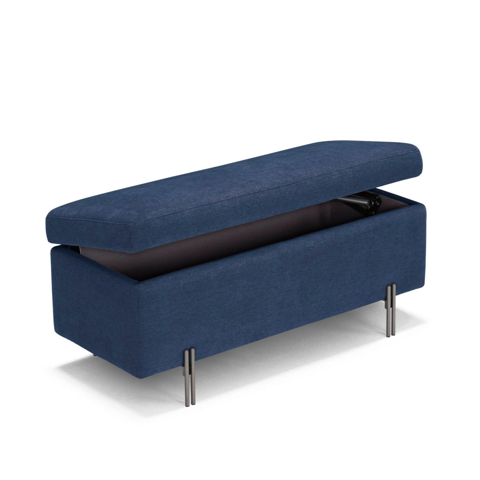 Banc SARDORELLA 110x45 cm rangement Made in Italy en tissu chenille bleu