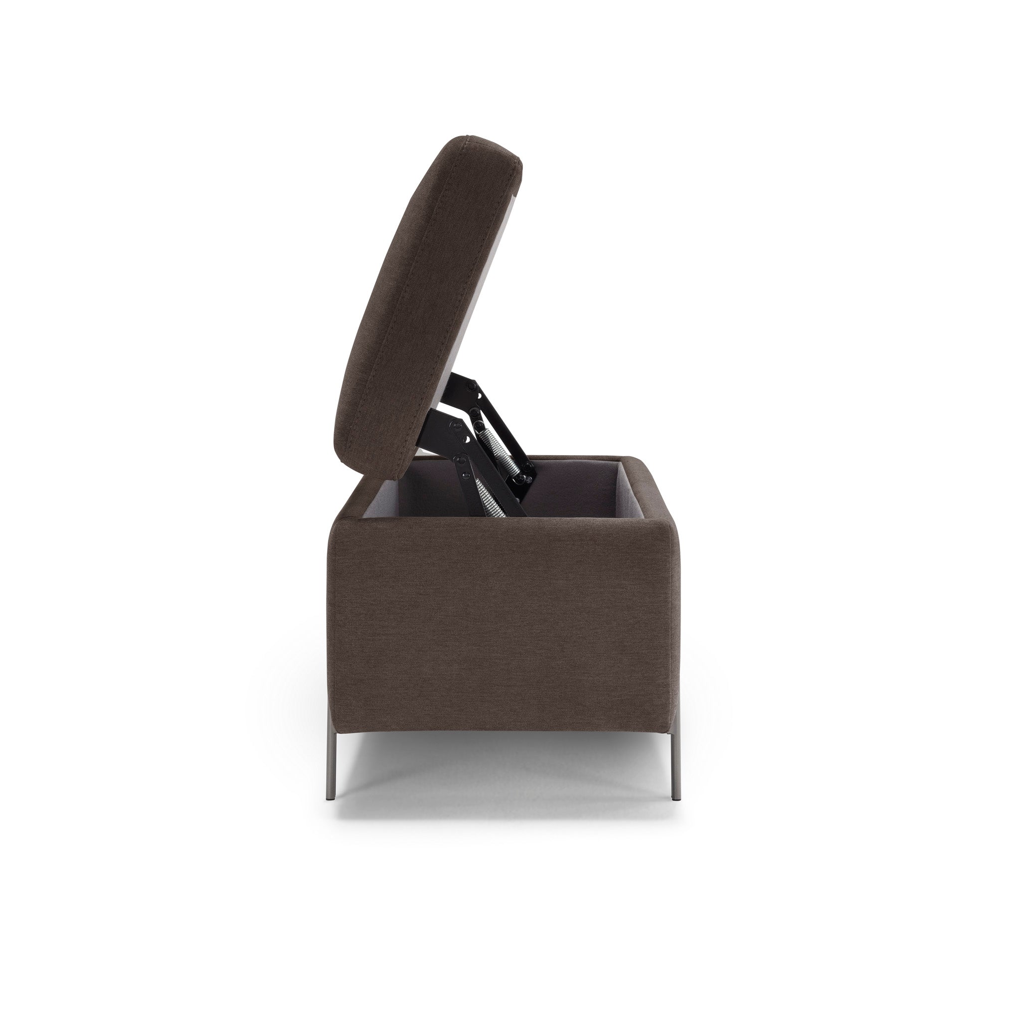Banc SARDORELLA 110x45 cm rangement Made in Italy en tissu chenille marron