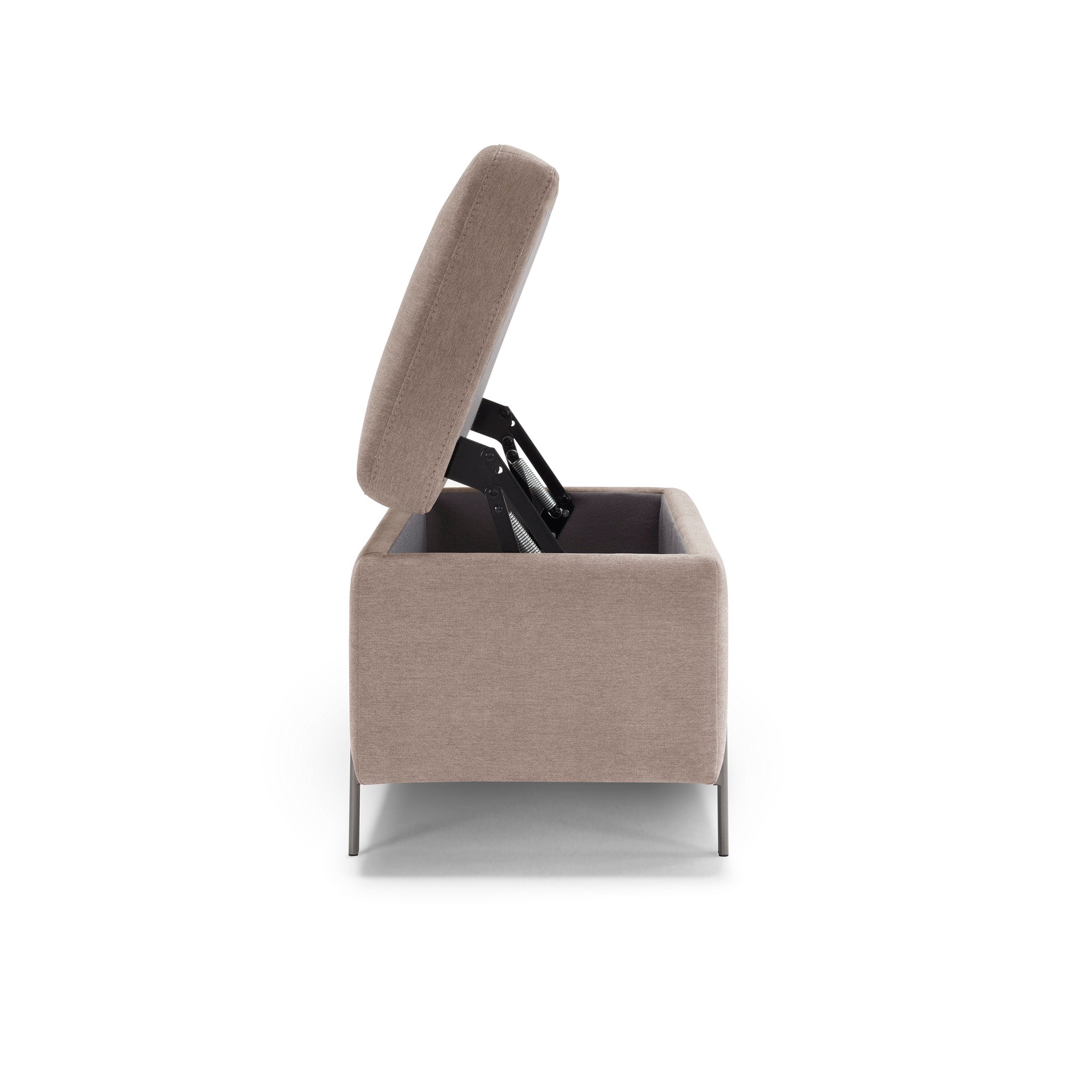 Banc SARDORELLA 110x45 cm rangement Made in Italy en tissu chenille camel