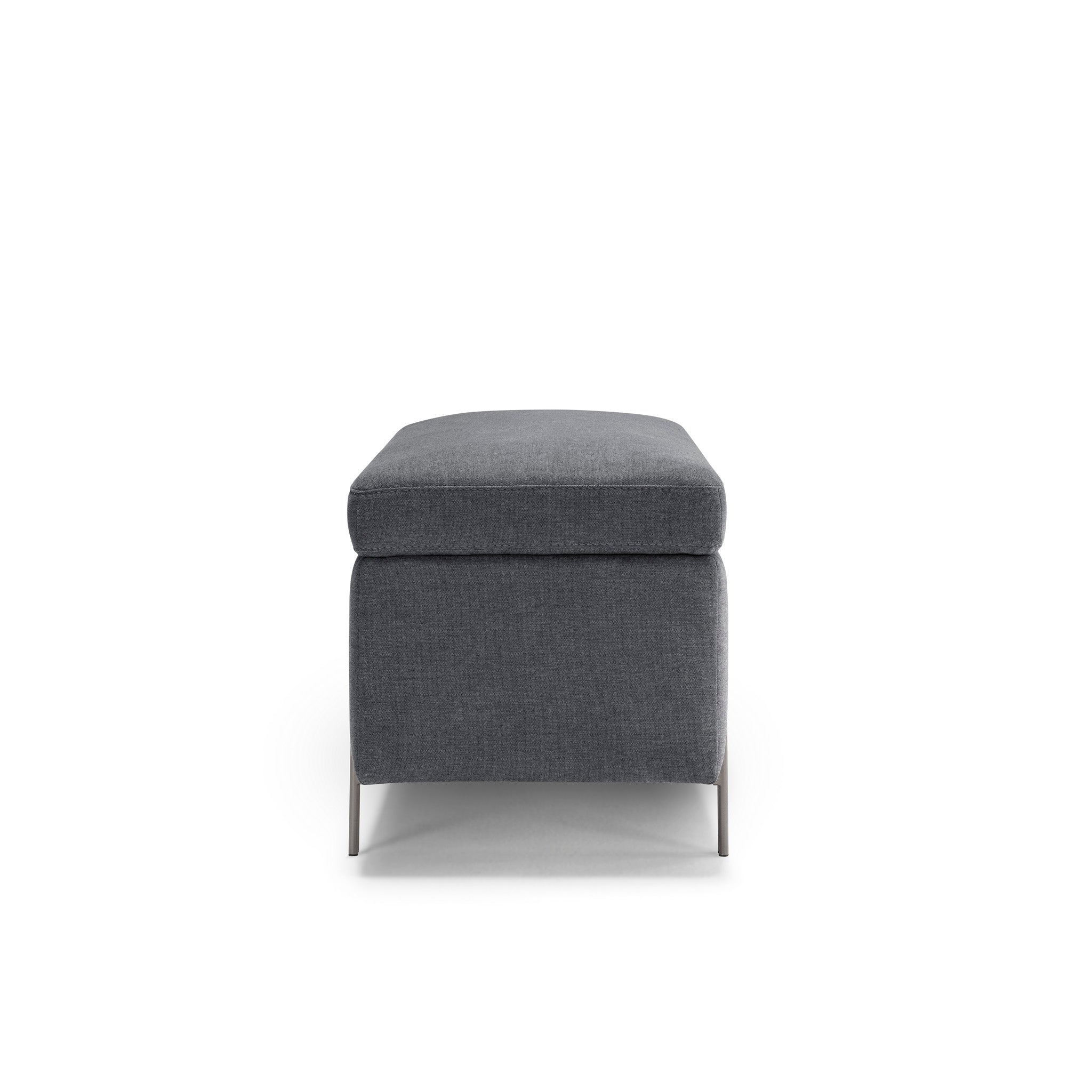 Banc SARDORELLA 110x45 cm rangement Made in Italy en tissu chenille gris foncé